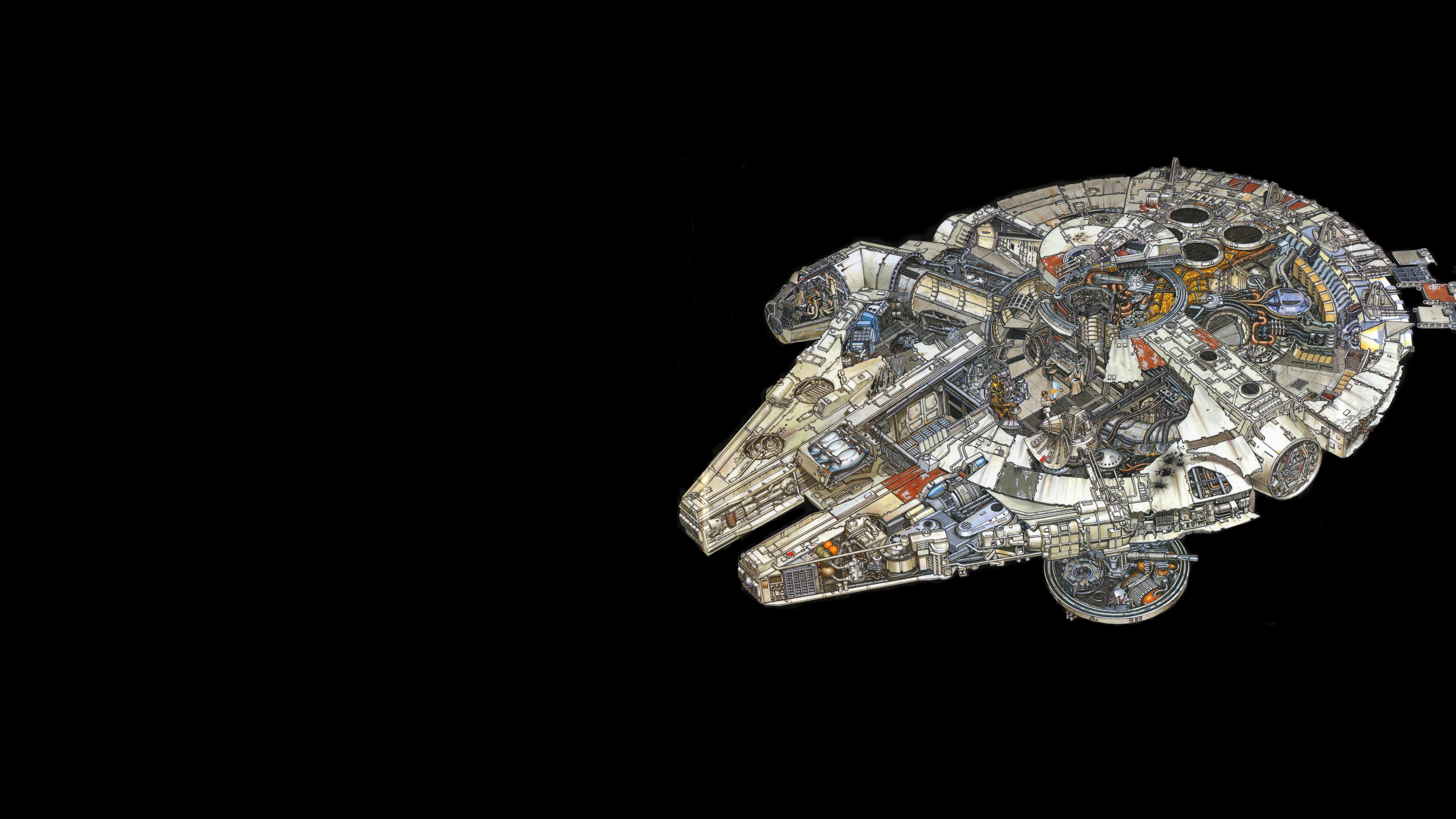 Millennium Falcon cutaway illustration HD Wallpaper