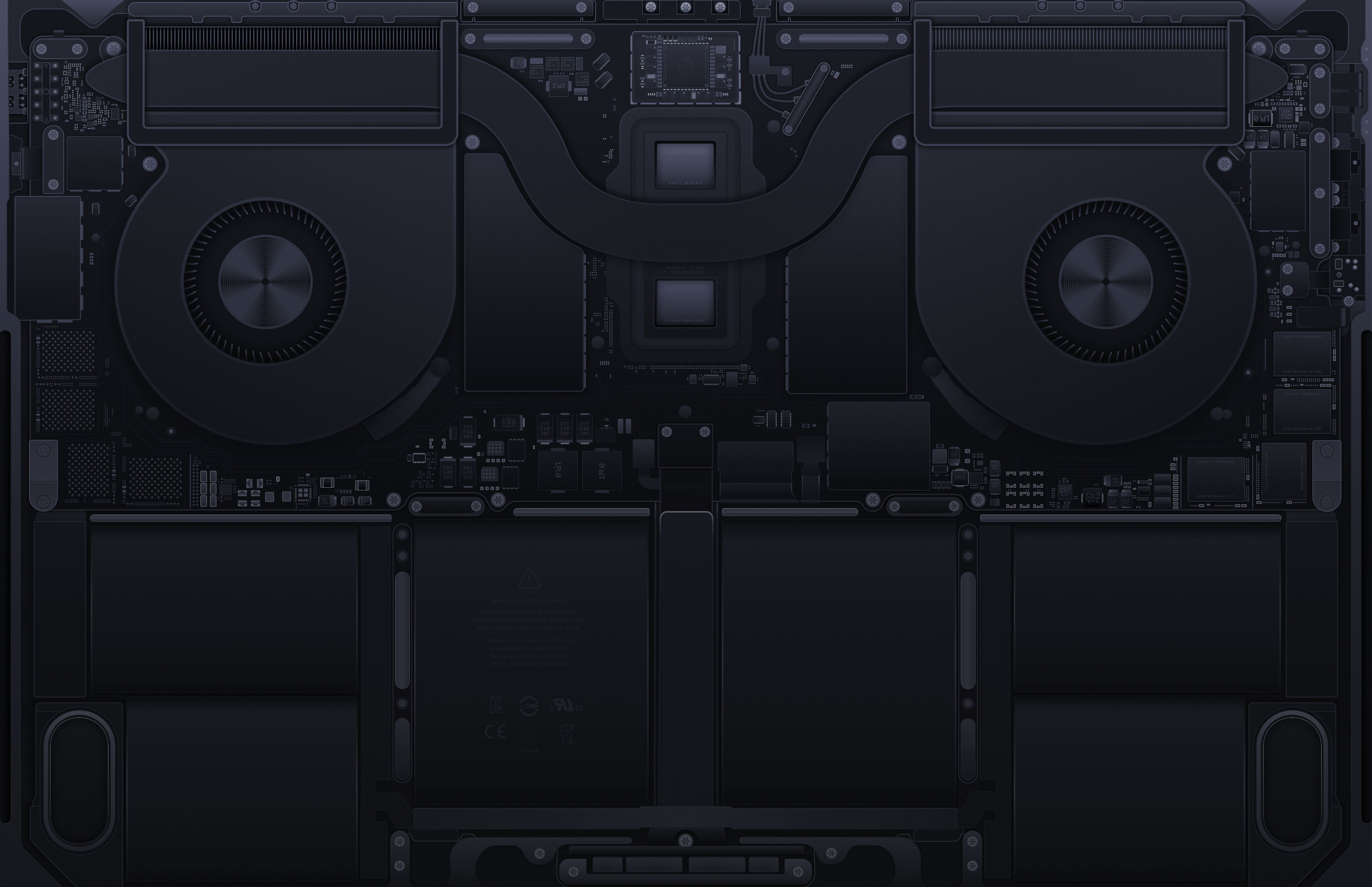 MacBook internals with fans and battery packs HD Wallpaper