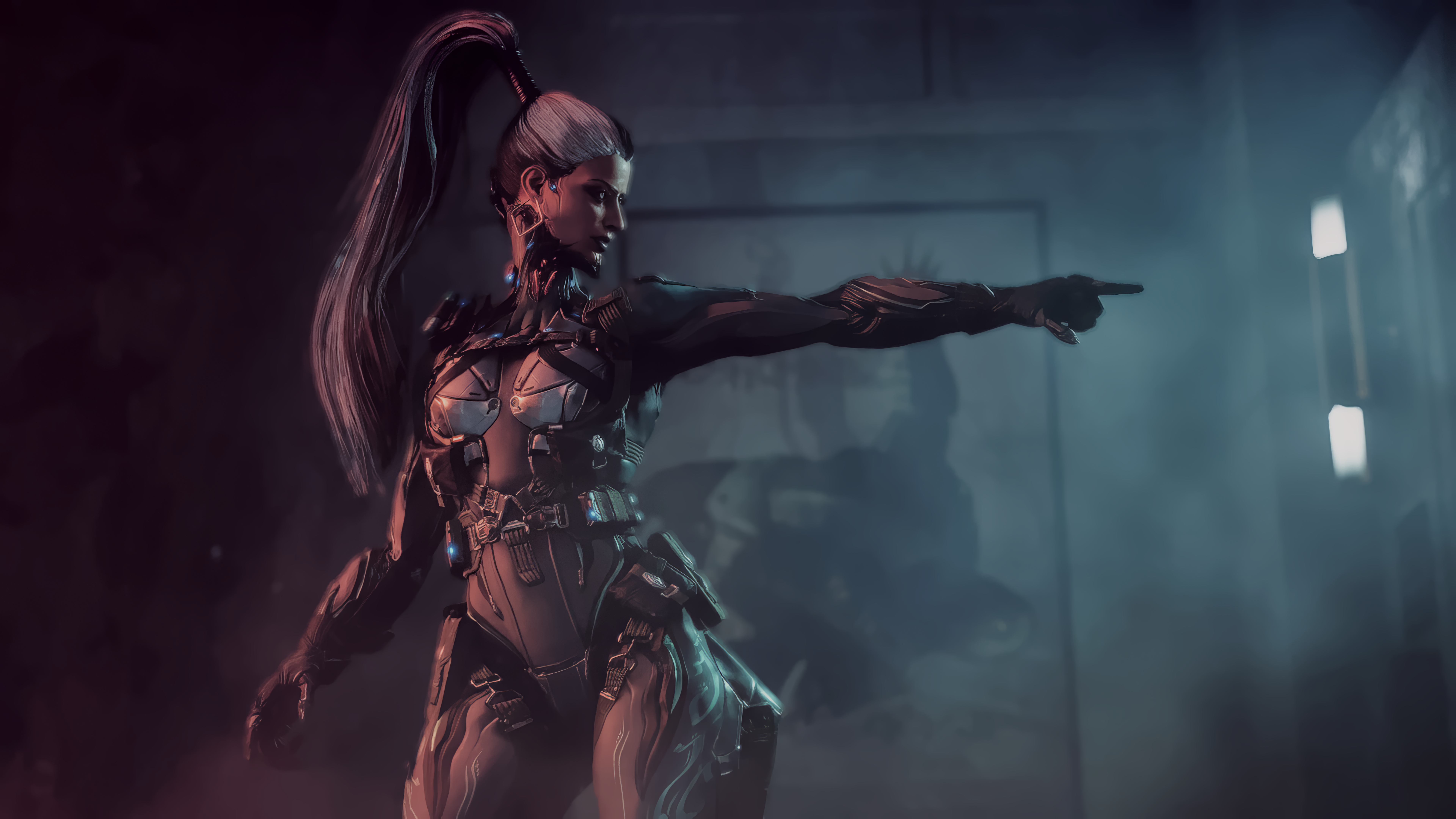 Warframe Nyx pointing with ponytail HD Wallpaper