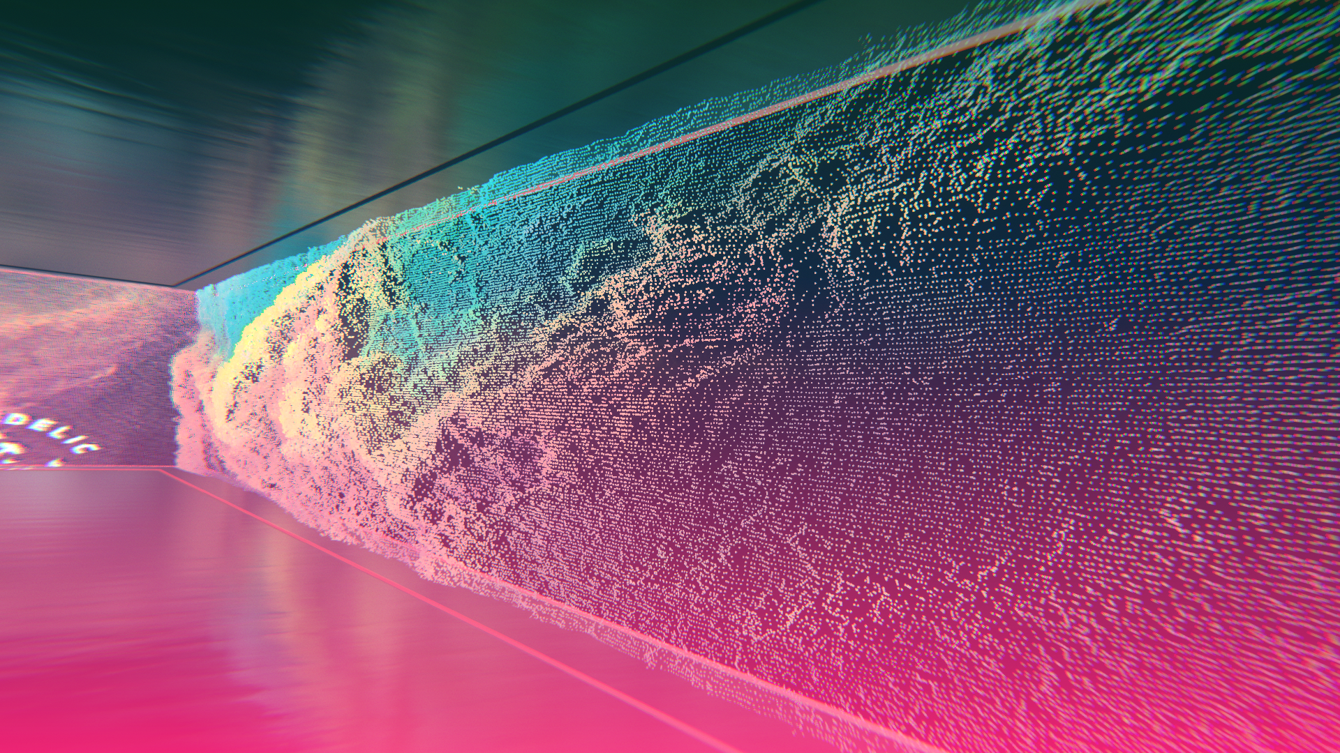 Vrchat abstract glitch art with colorful particles HD Wallpaper