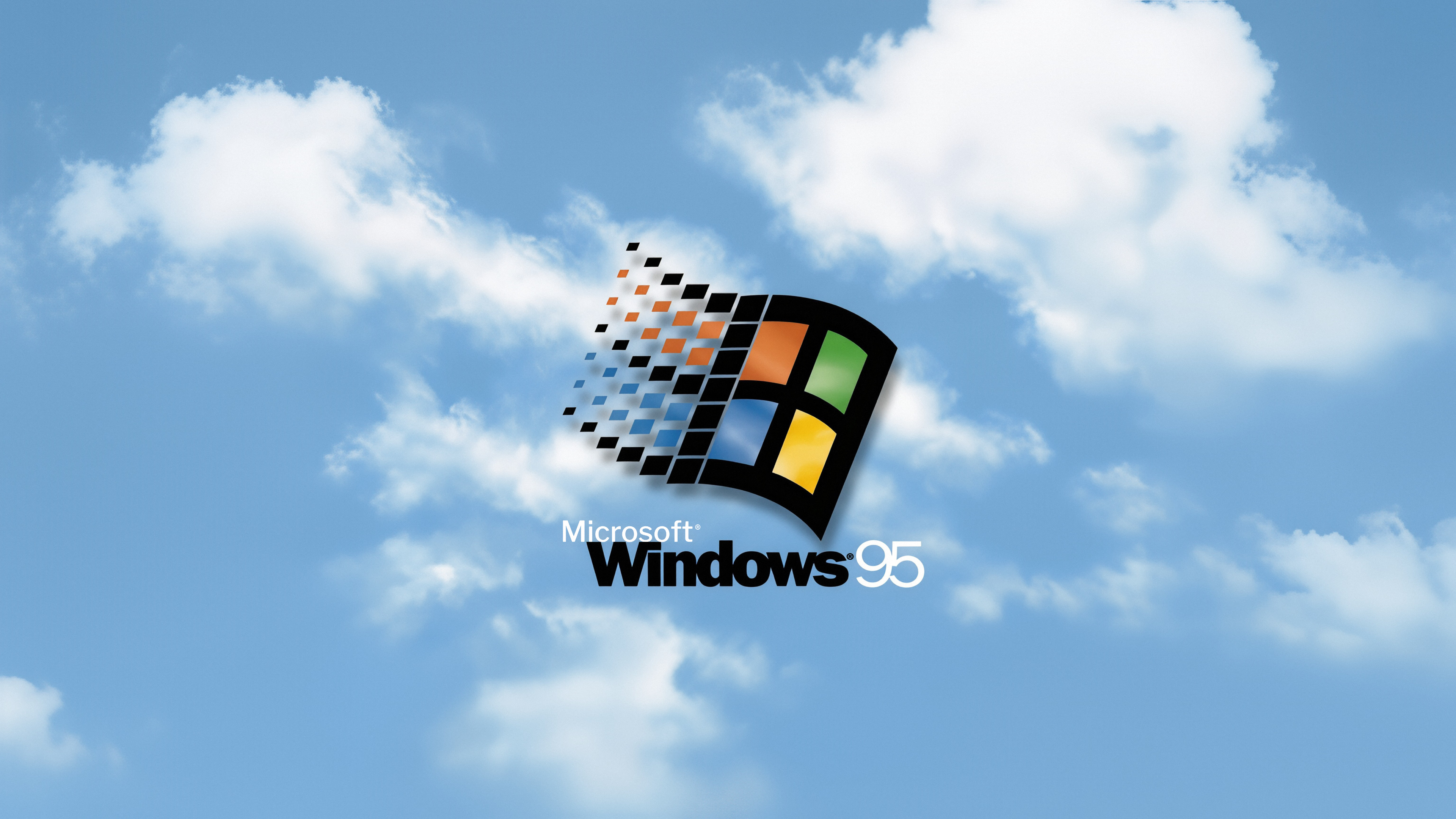 Microsoft Windows 95 Logo with Clouds HD Wallpaper