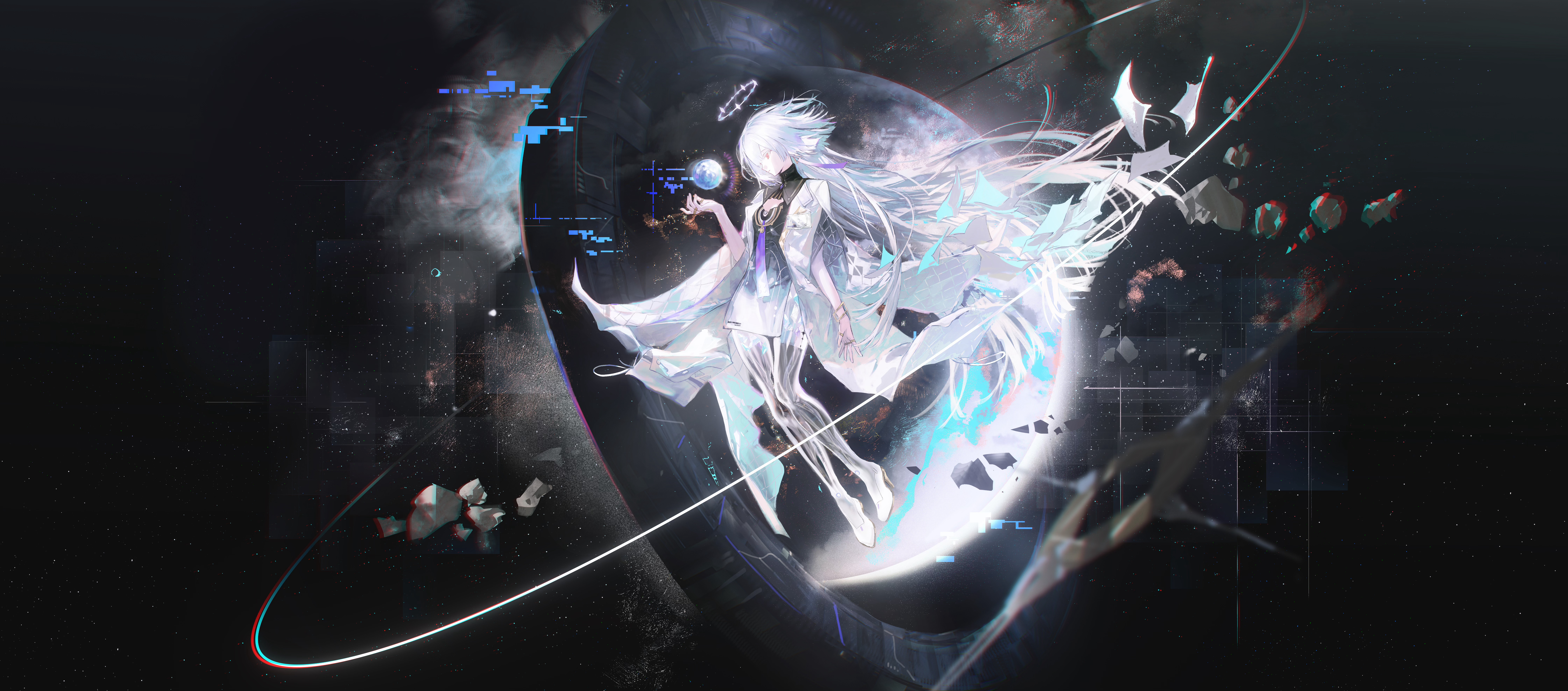 Mornye from Wuthering Waves with long white hair HD Wallpaper