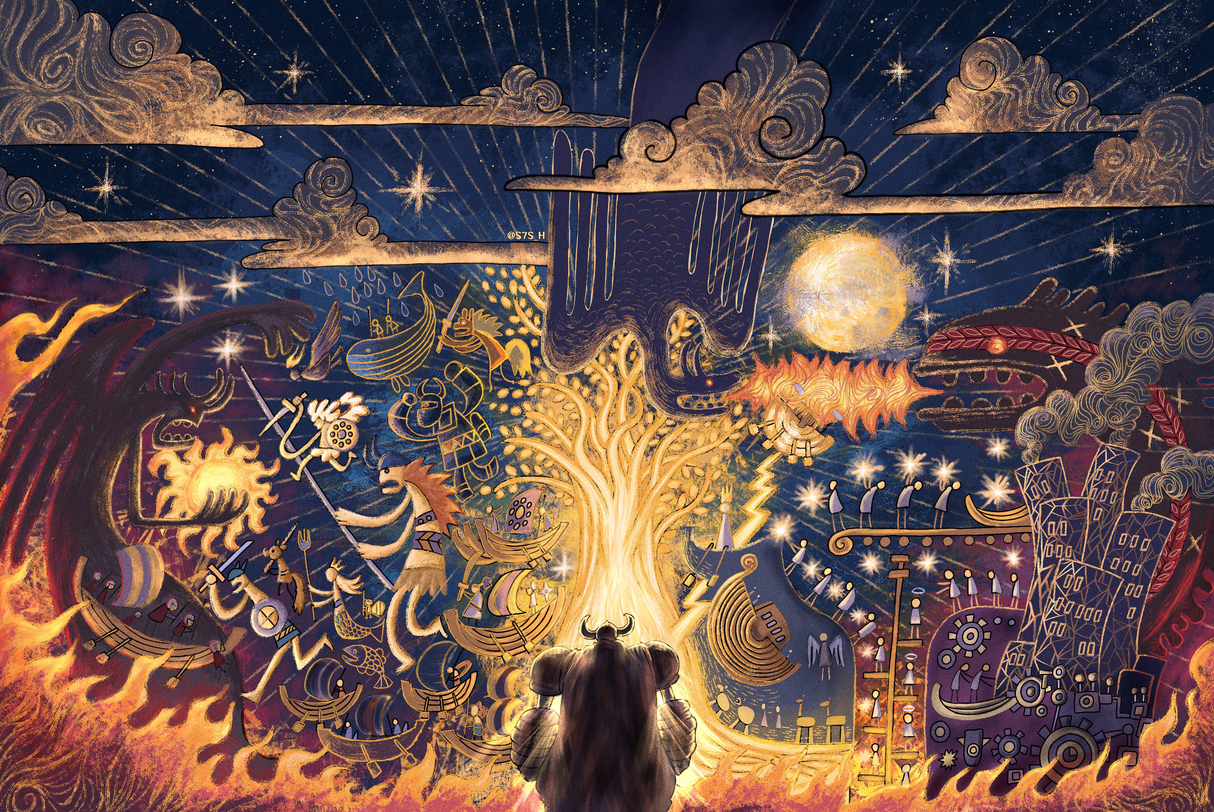 One Piece Sun God Nika and Elbaf Giant HD Wallpaper