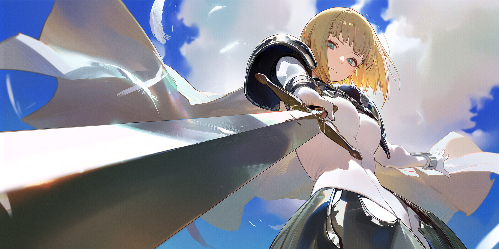 Claymore anime girl with sword, low angle HD Wallpaper