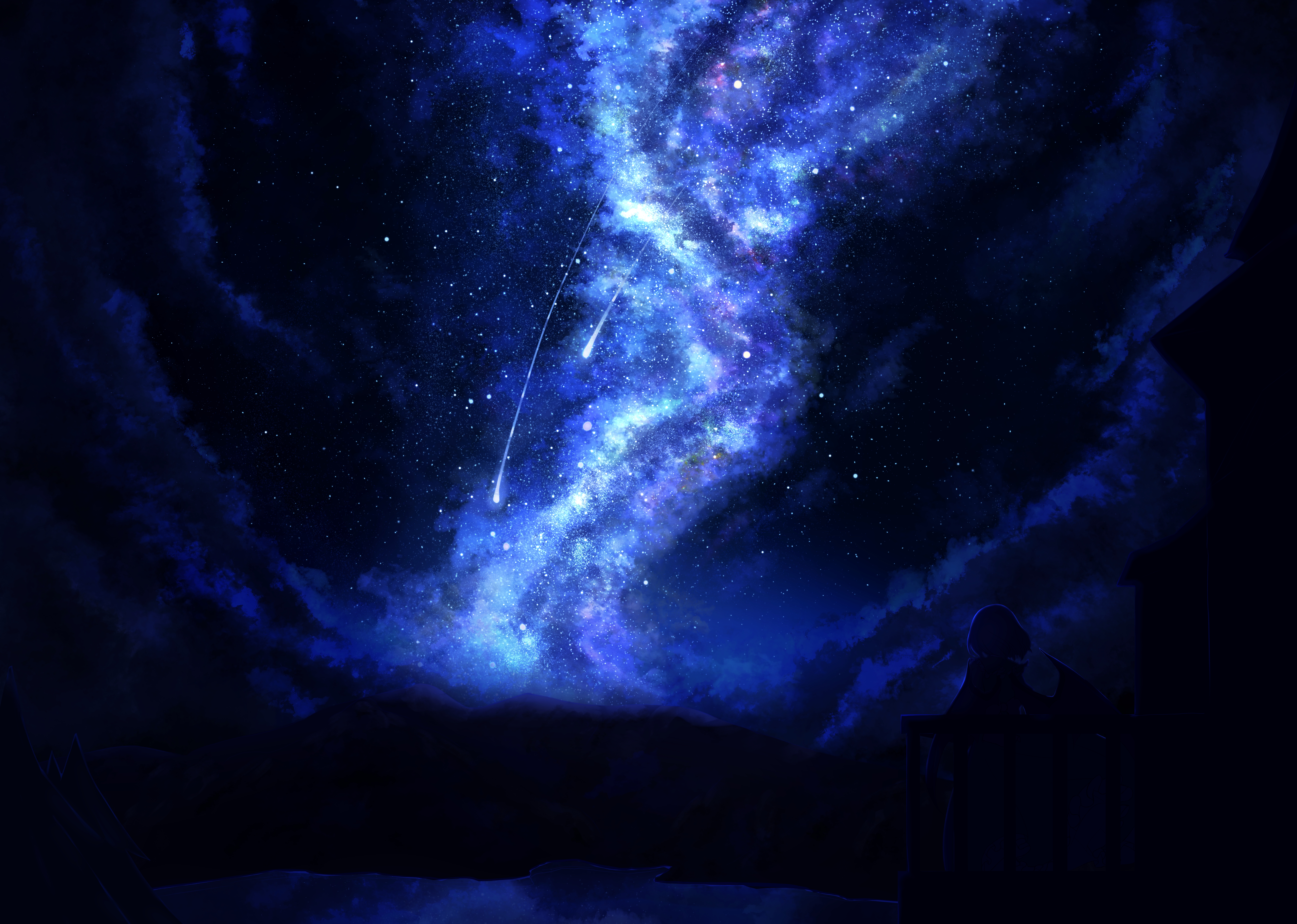 Touhou Remilia Scarlet in a starry night sky HD Wallpaper
