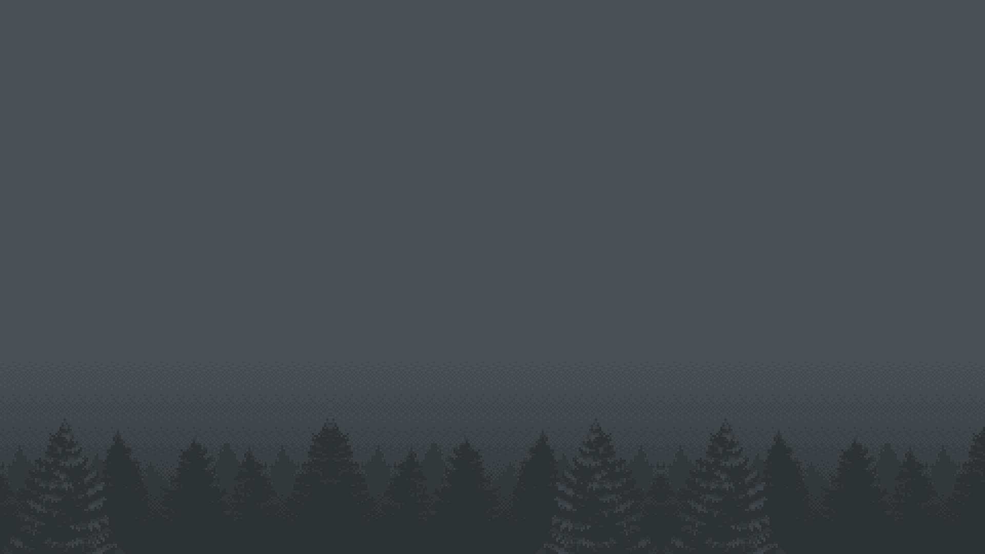 Minimalist illustration of a dark forest at dusk HD Wallpaper