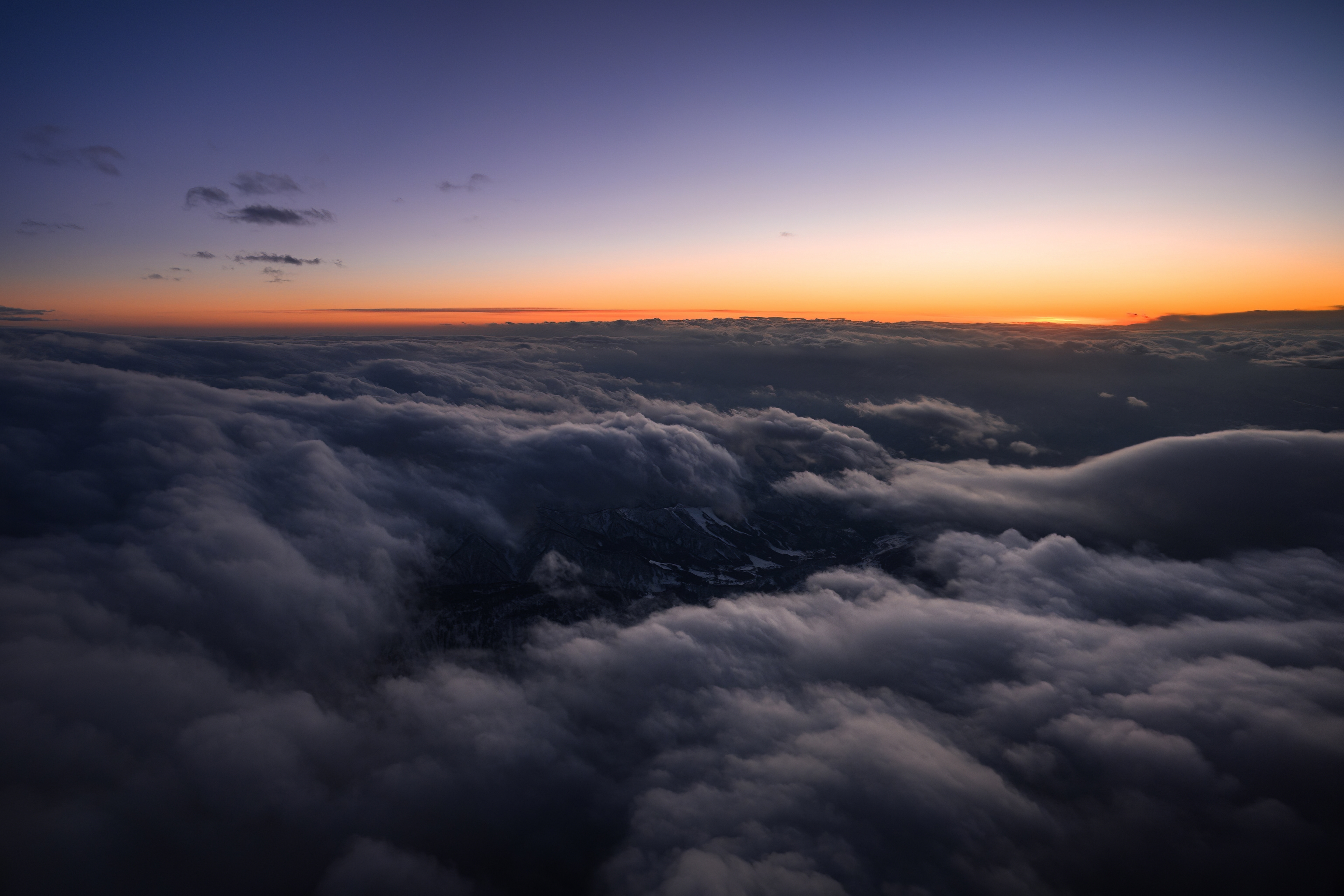Aerial view of clouds at sunset HD Wallpaper
