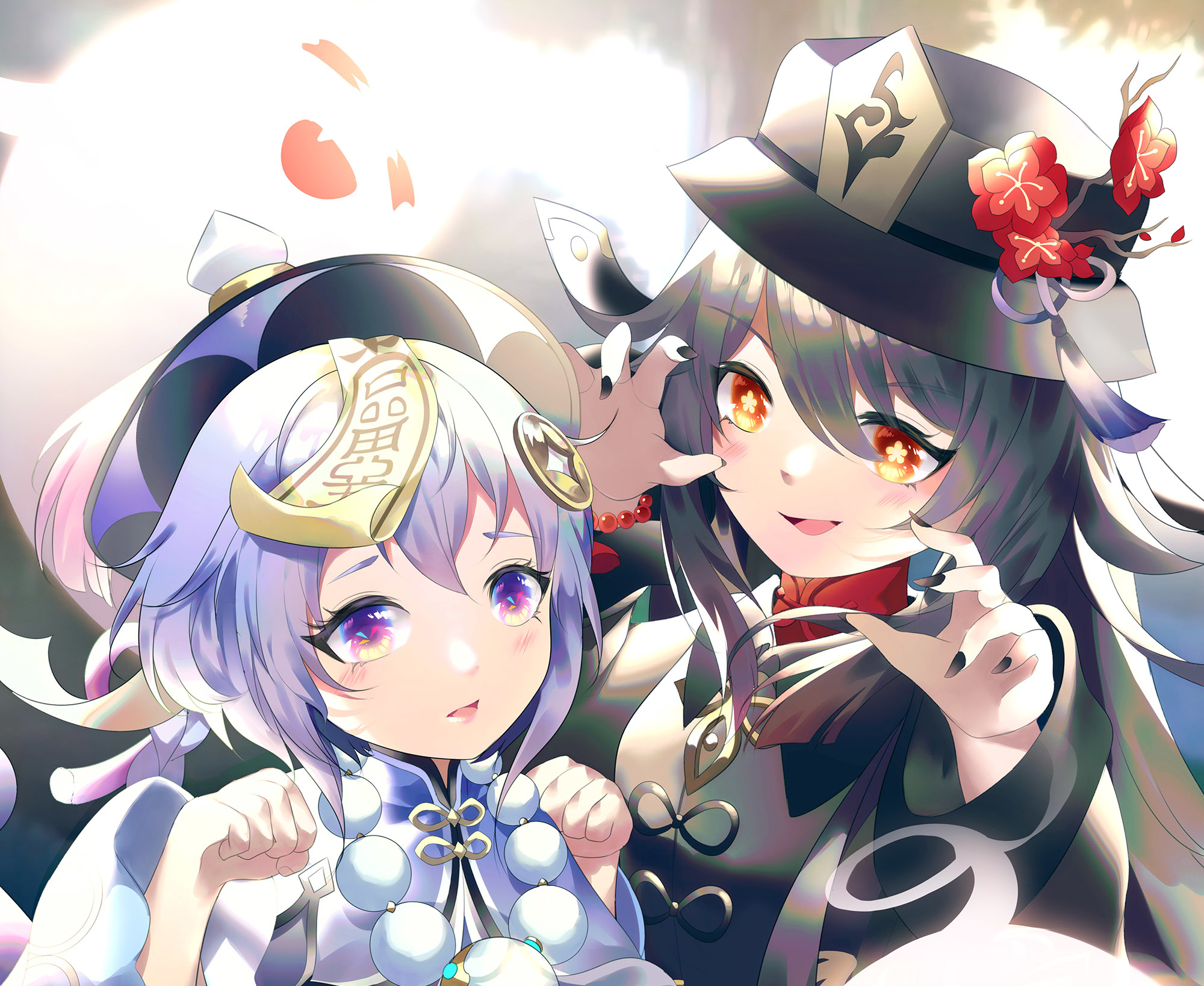 Hu Tao and Qiqi from Genshin Impact HD Wallpaper