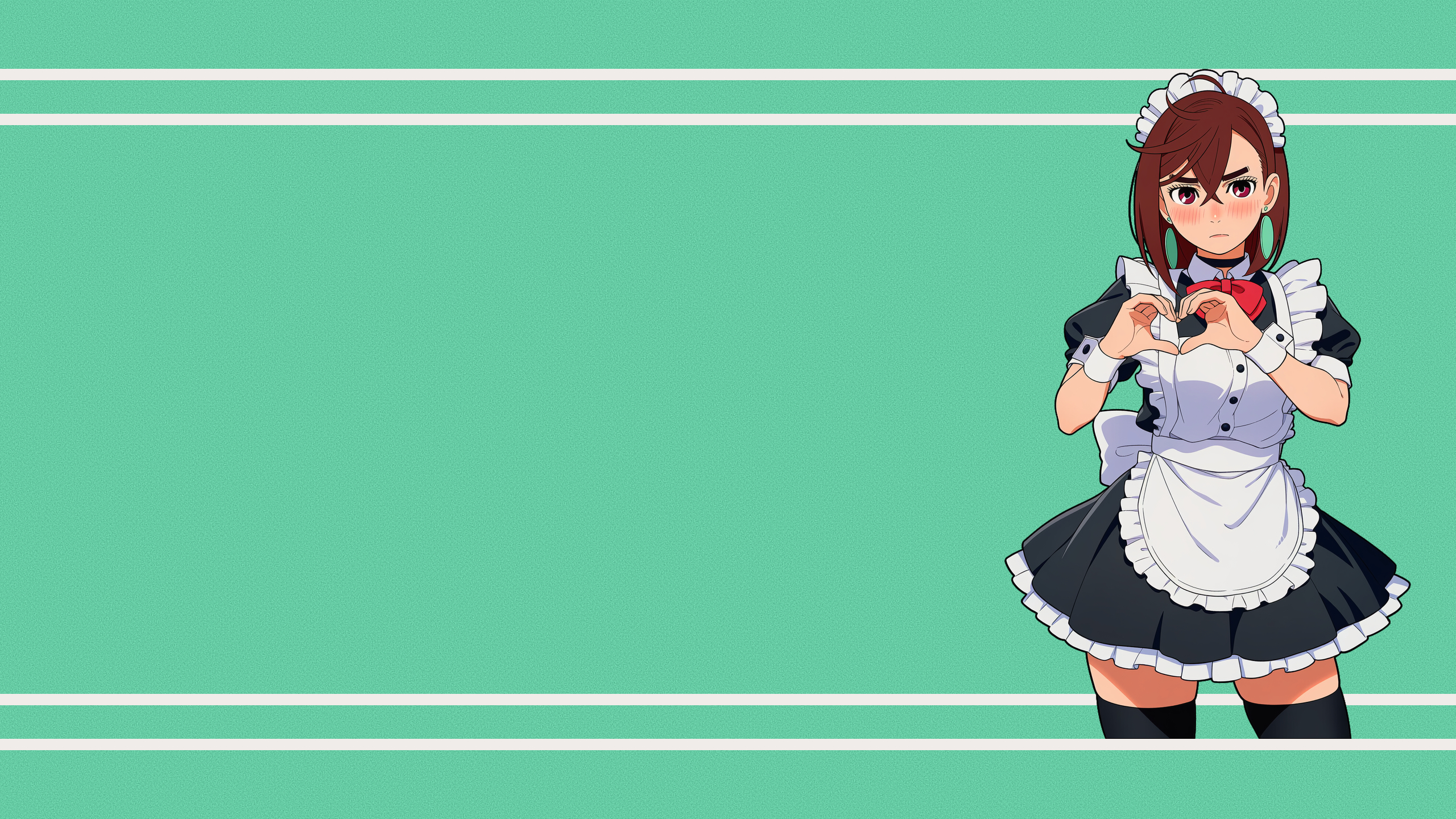 Momo Ayase in a maid outfit making a heart shape HD Wallpaper