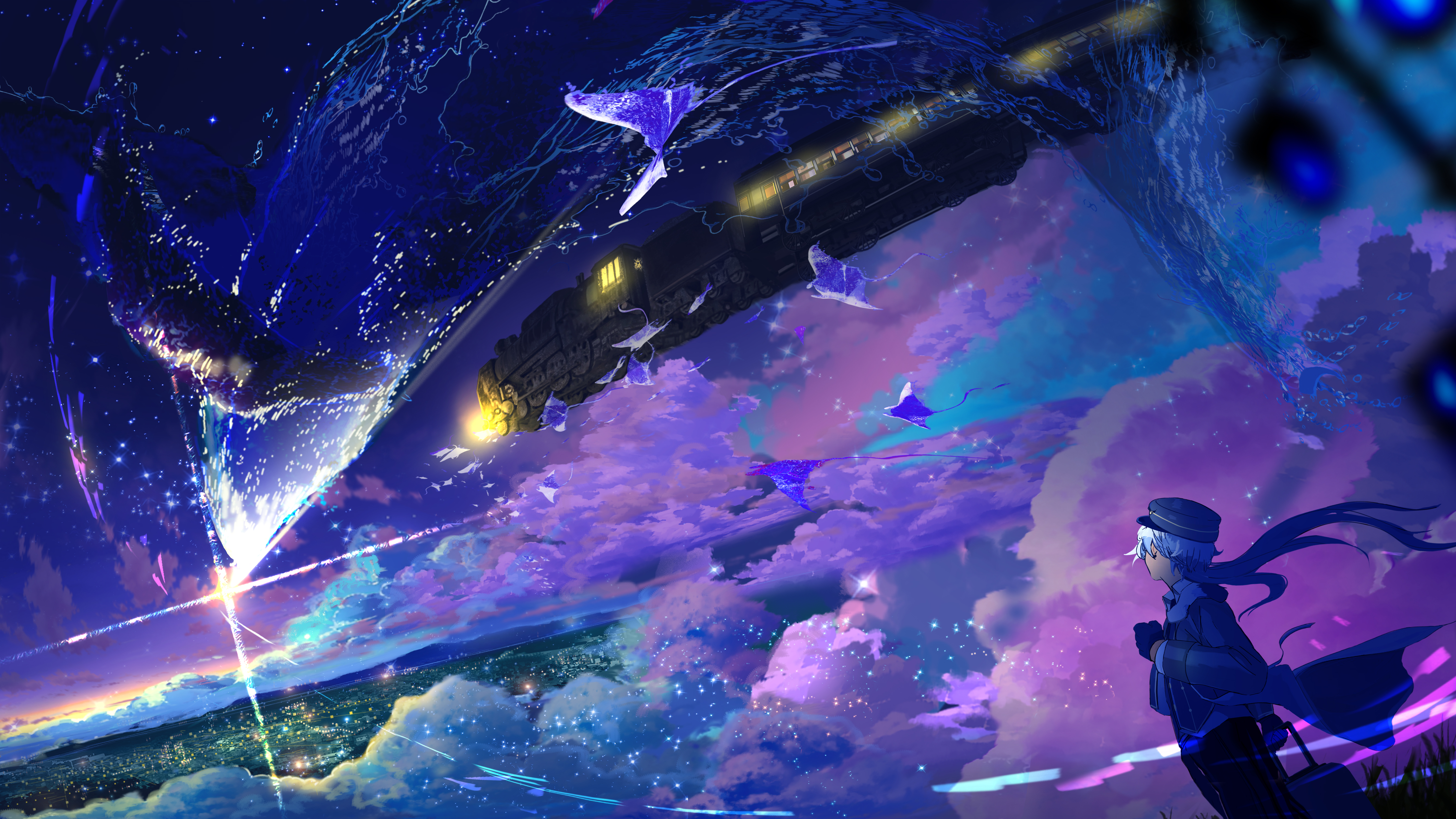 Original Characters in a Fantasy Sky HD Wallpaper
