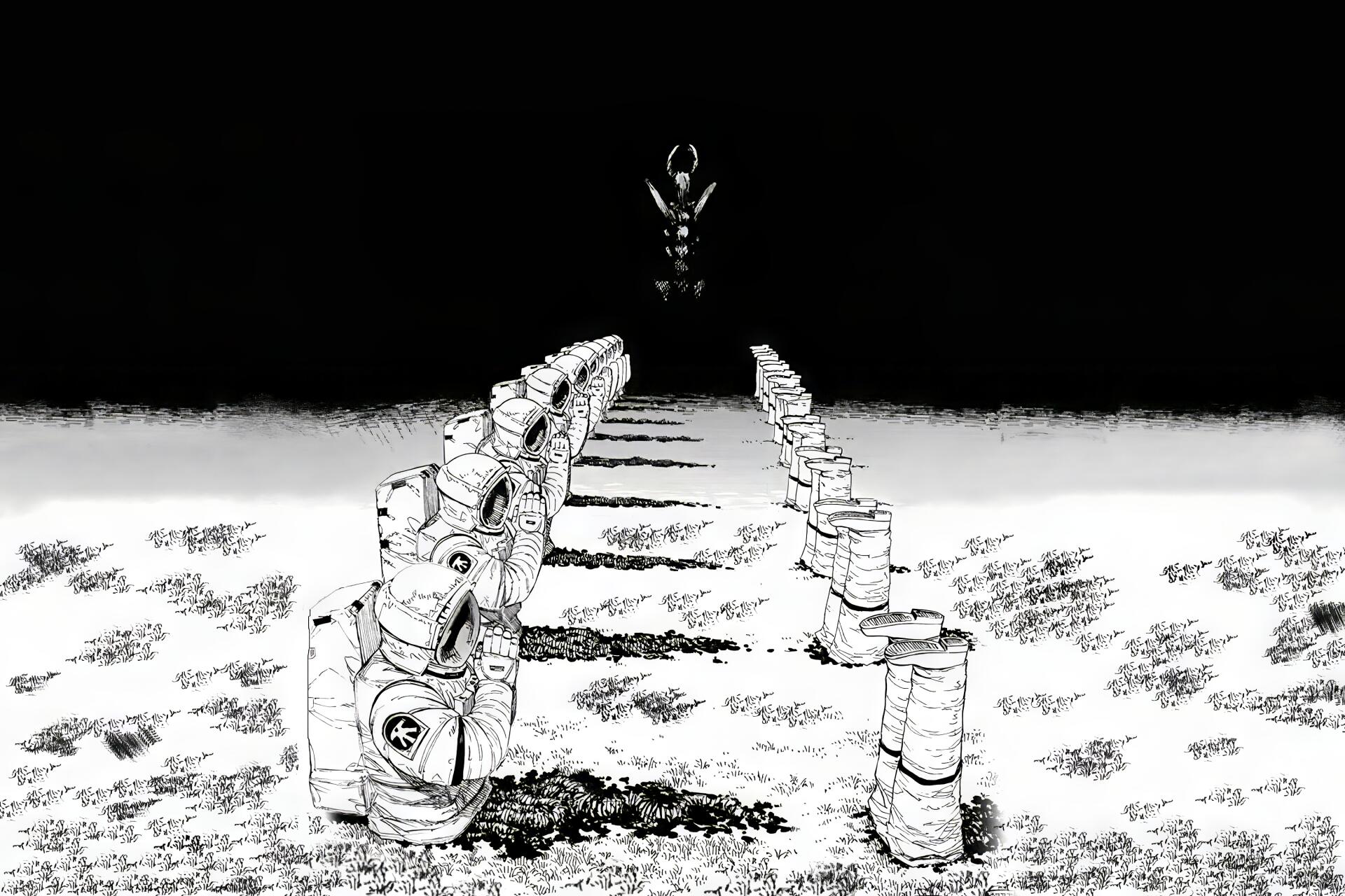 Chainsaw Man astronauts in monochrome HD Wallpaper
