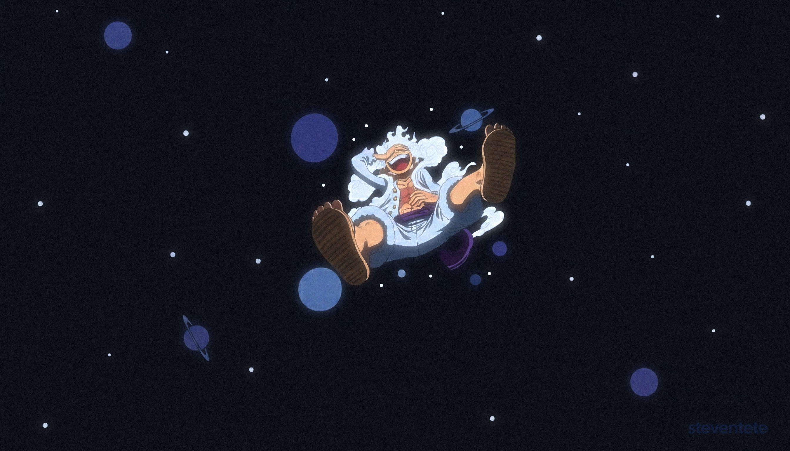 Monkey D. Luffy in Space with Planets HD Wallpaper