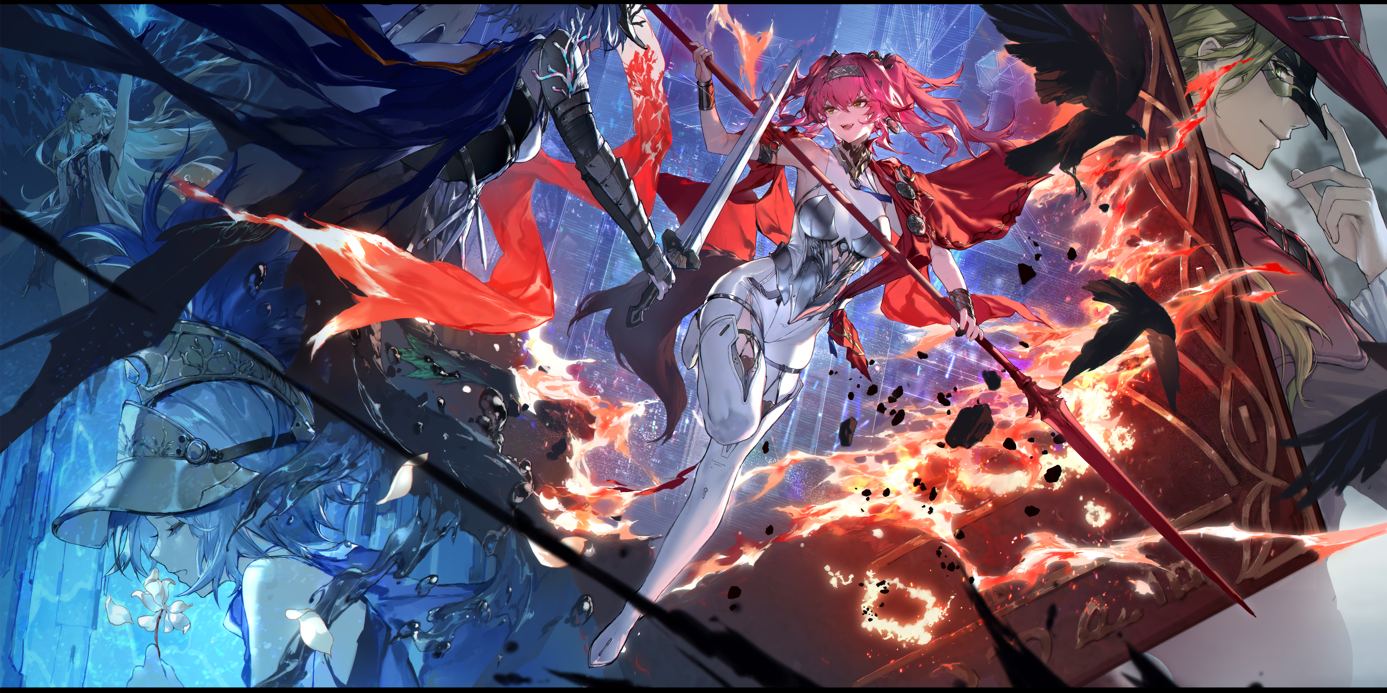 Wuthering Waves: Cartethyia and Lupa with weapons HD Wallpaper