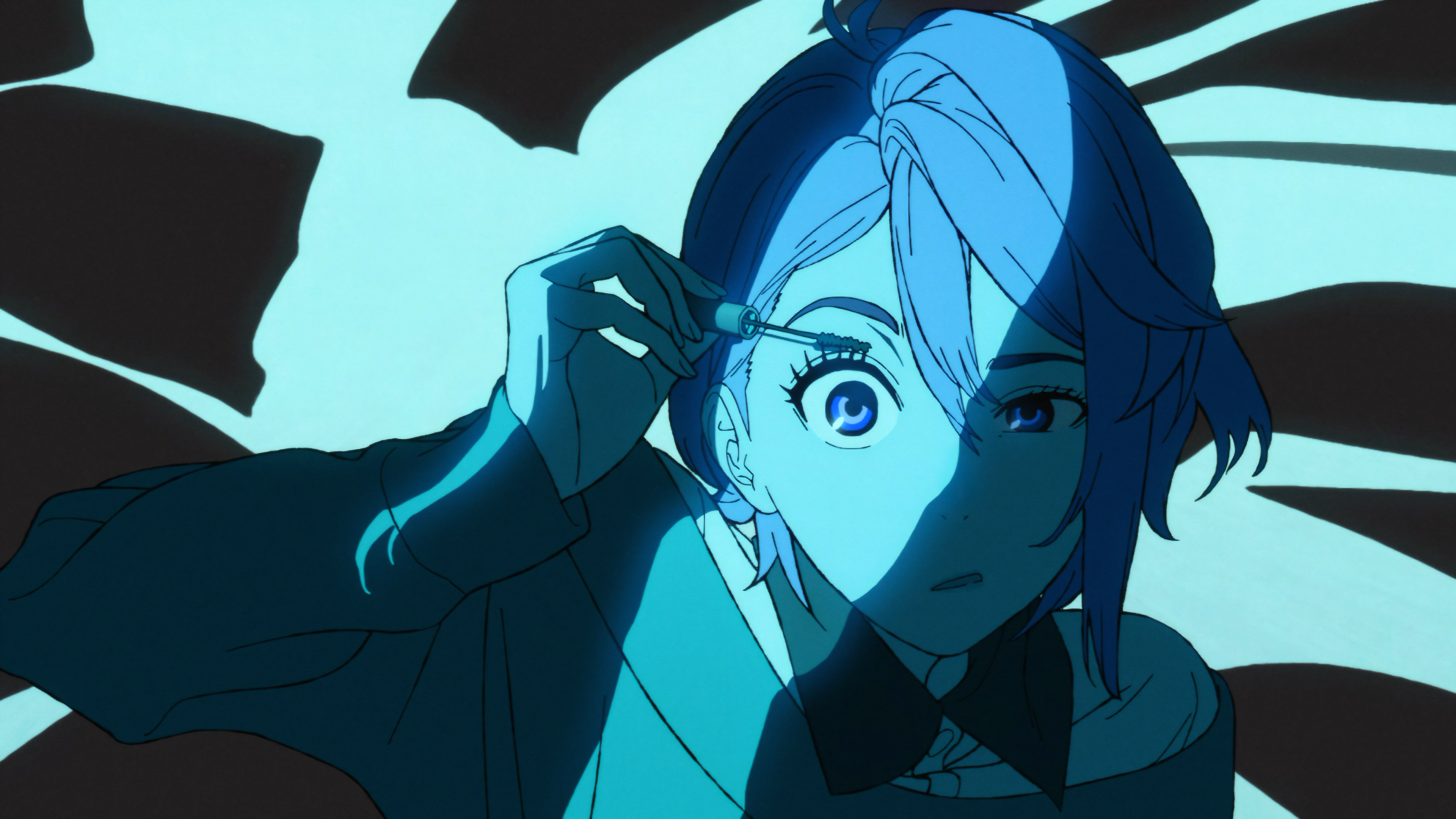 Aira Shiratori applying mascara in Dandadan anime HD Wallpaper