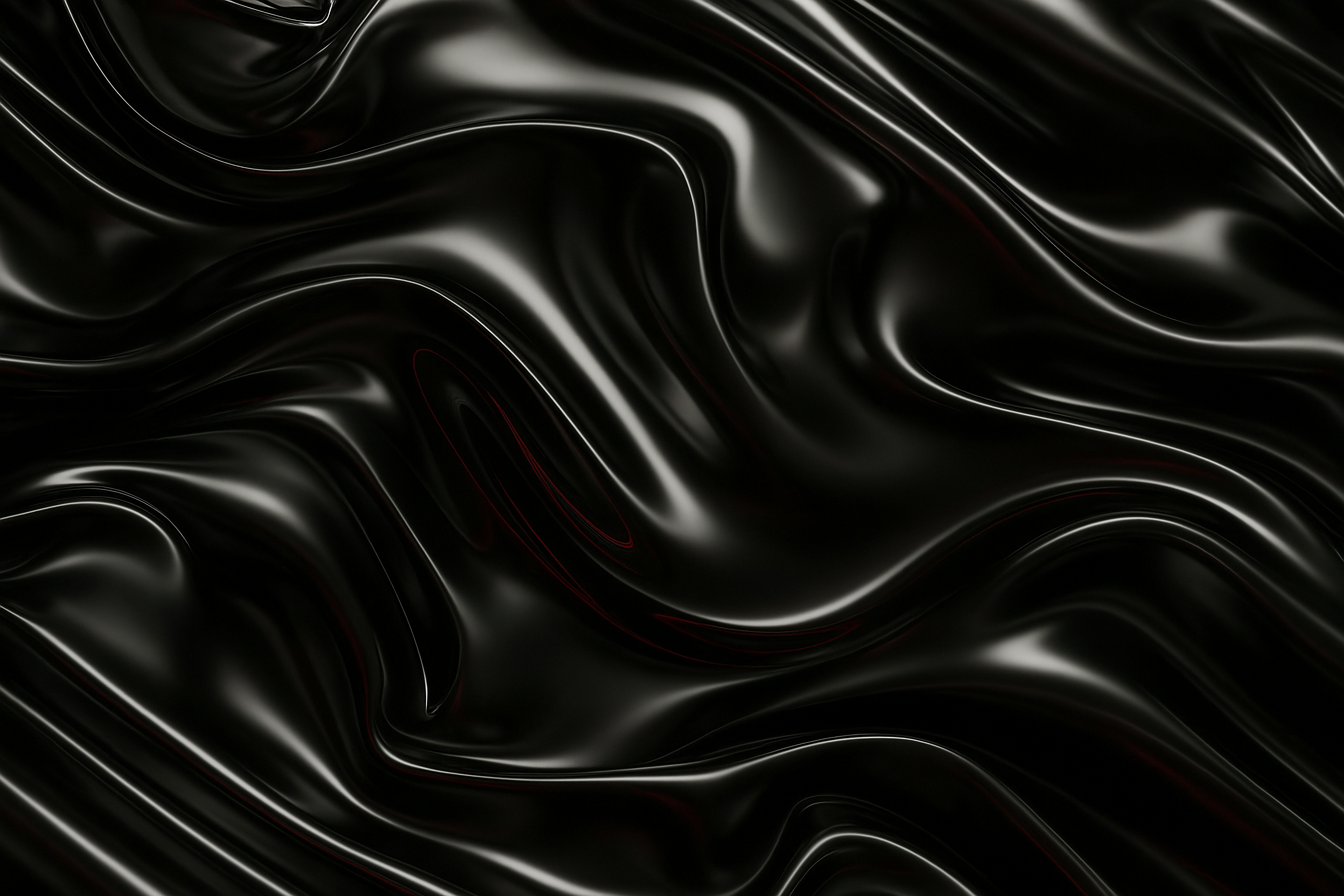 Abstract dark fluid waves with metallic highlights HD Wallpaper
