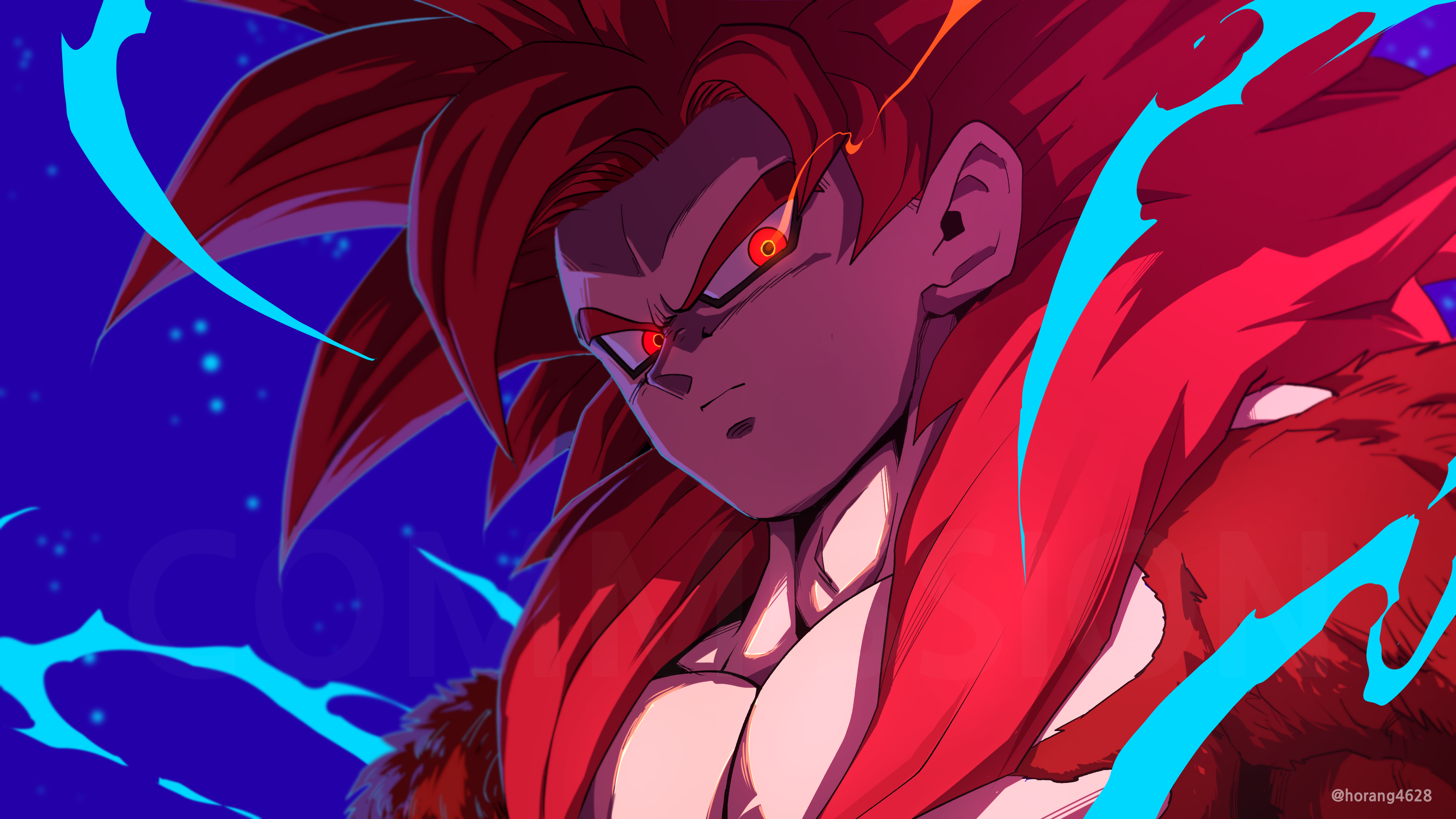 Son Goku Super Saiyan 4 with Red Hair HD Wallpaper