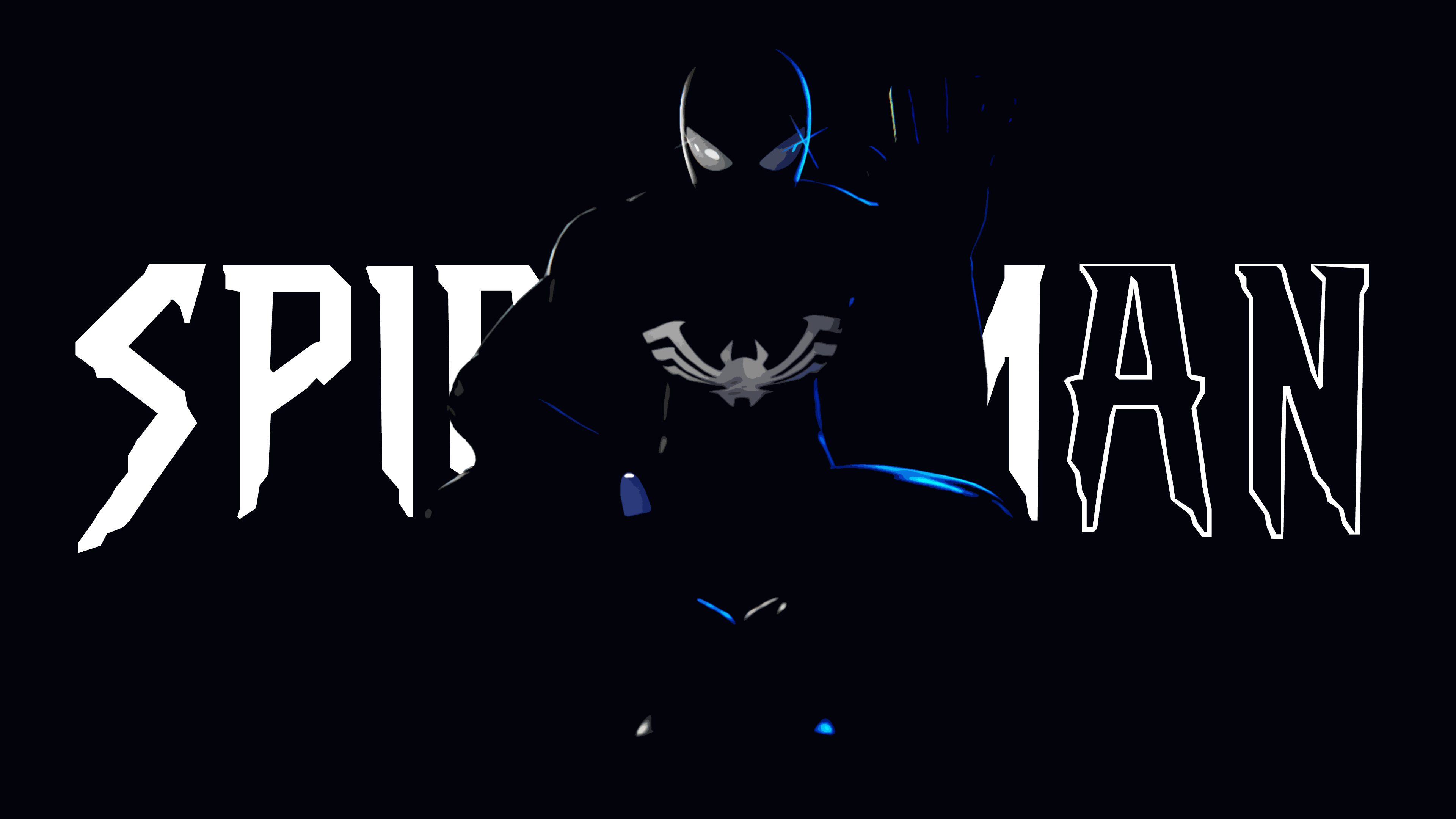Spider-Man in black suit with white spider emblem HD Wallpaper