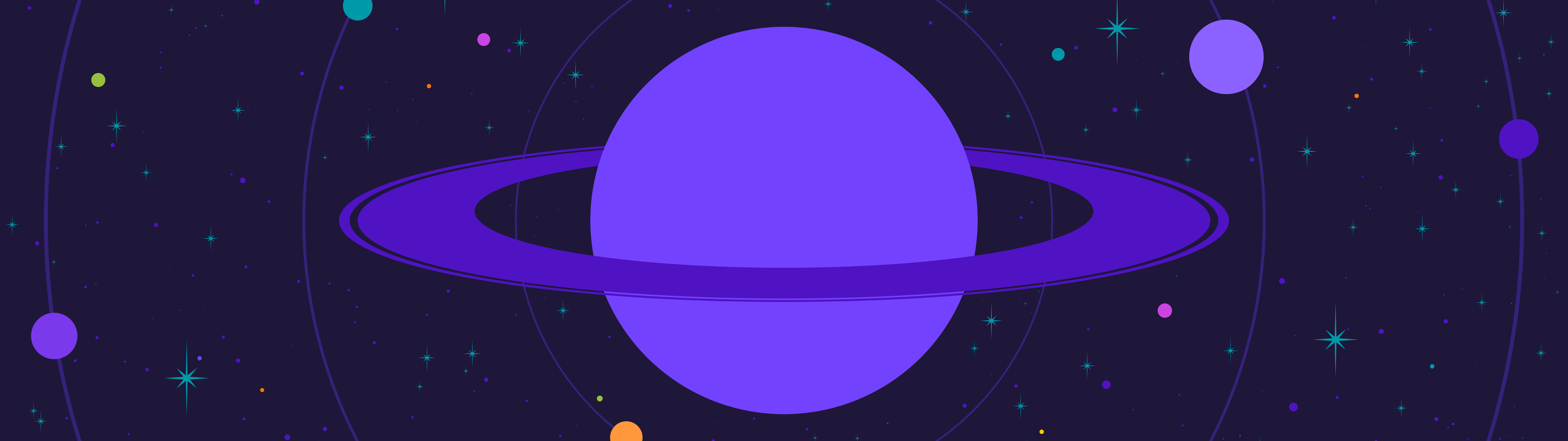 Purple planet with rings in space with stars HD Wallpaper