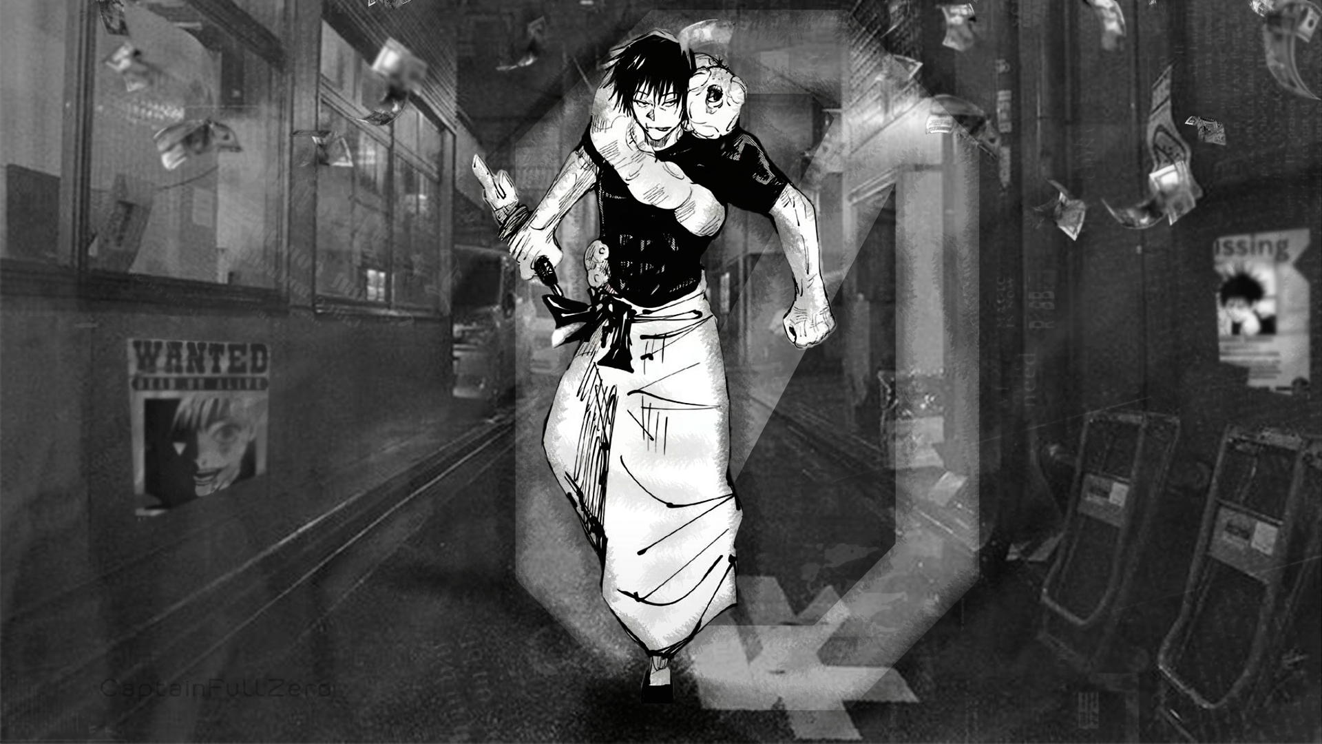 Fushiguro Toji running in a city street HD Wallpaper