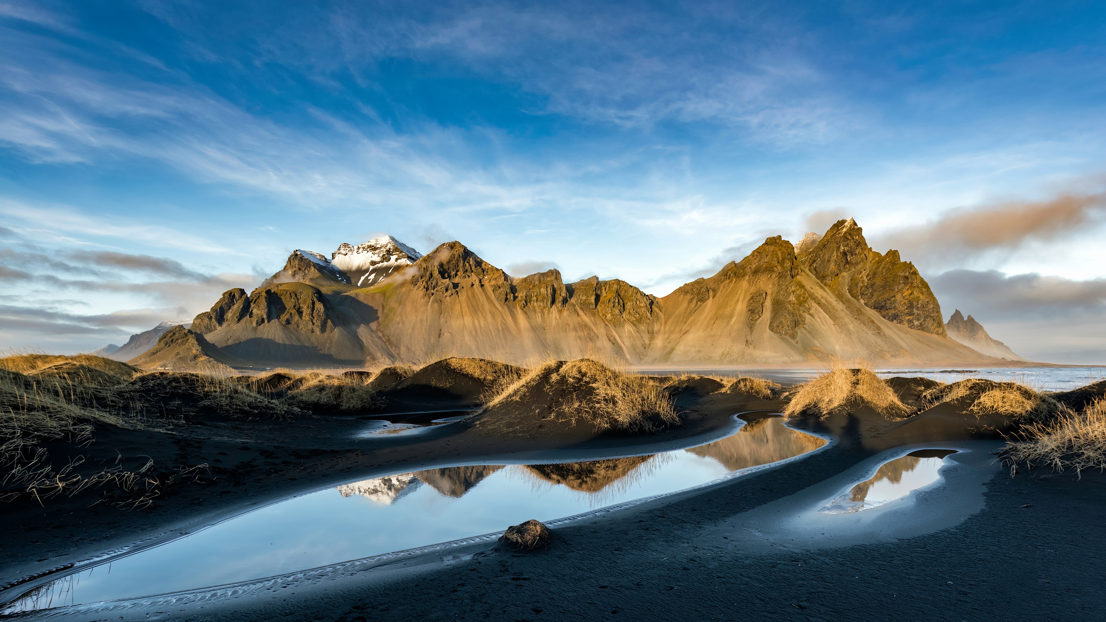 Vestrahorn Mountains Reflected in Water in Iceland HD Wallpaper