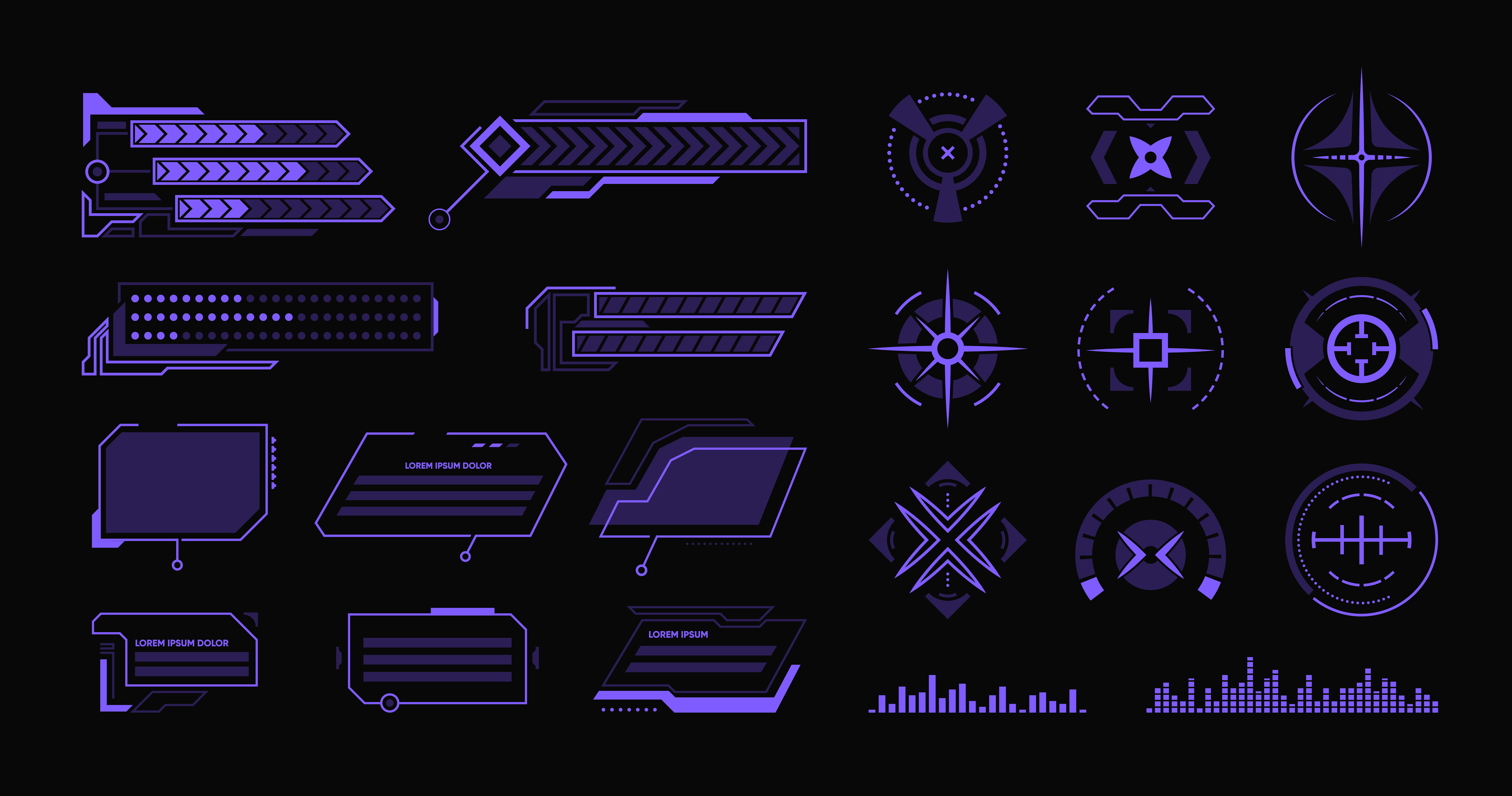 Futuristic HUD elements and crosshairs on dark background HD Wallpaper