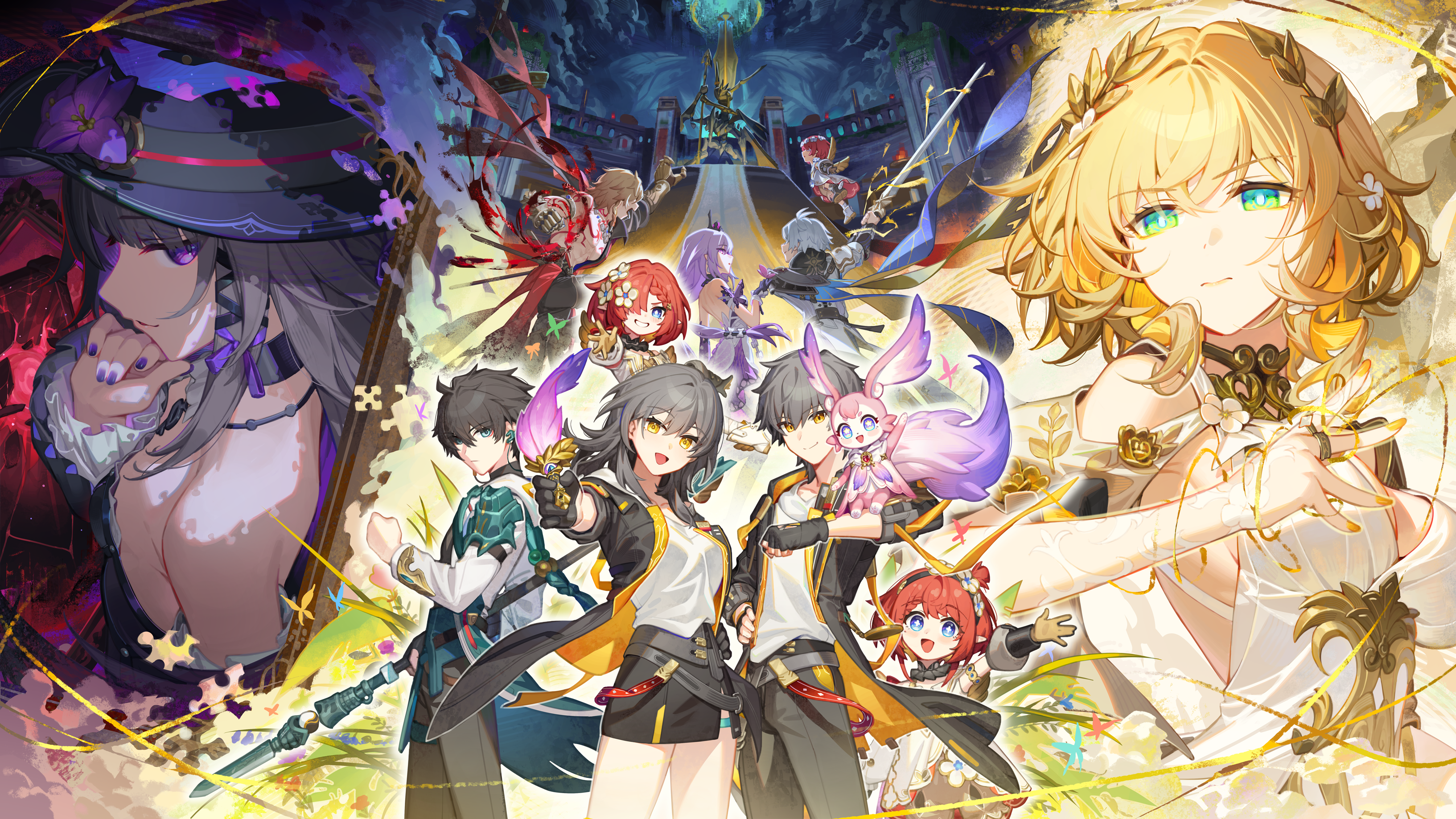 Aglaea, Caelus, Herta, Mydei, Stelle, and others from Honkai: Star Rail HD Wallpaper