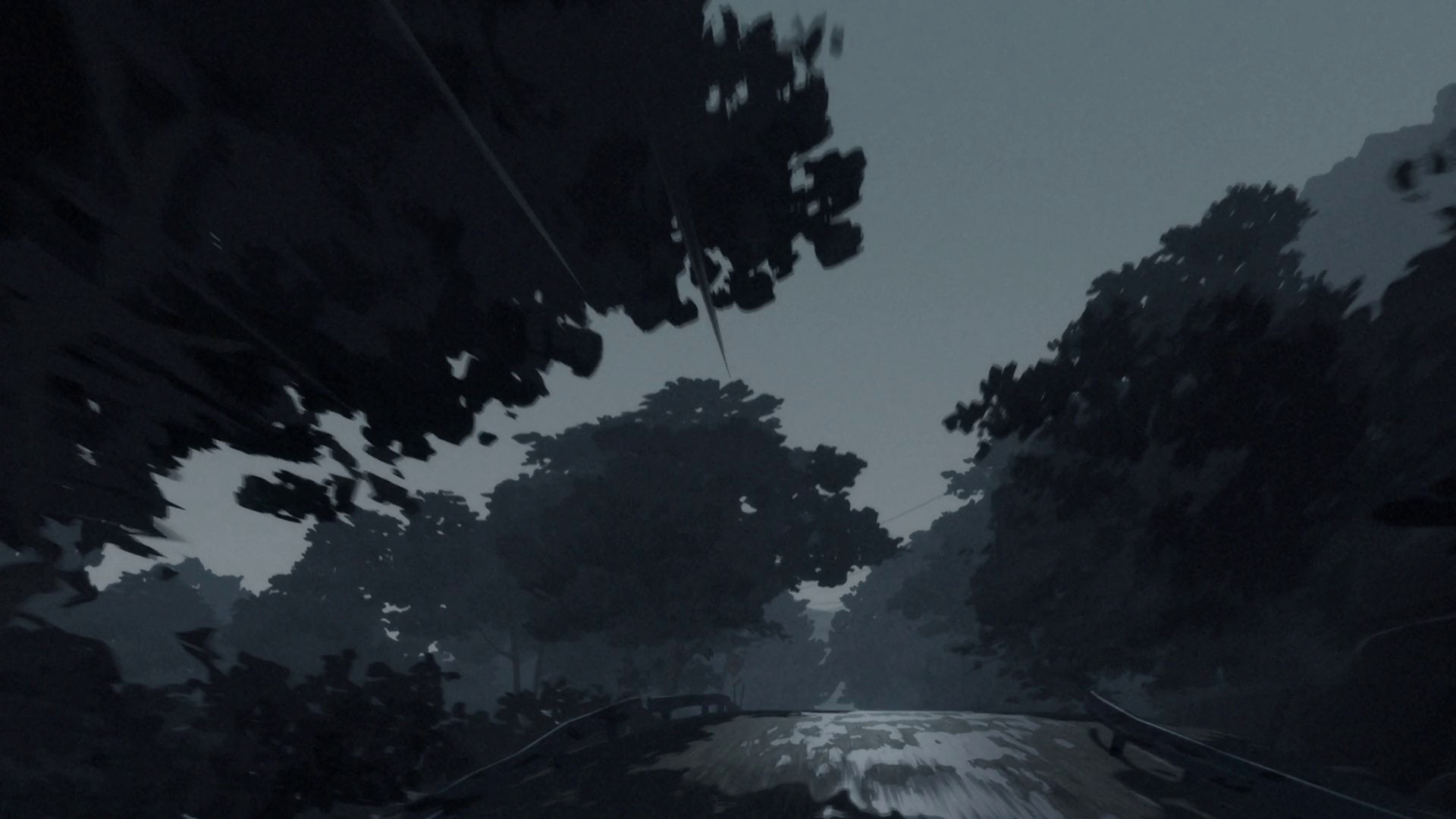 Dandadan anime opening path through trees HD Wallpaper