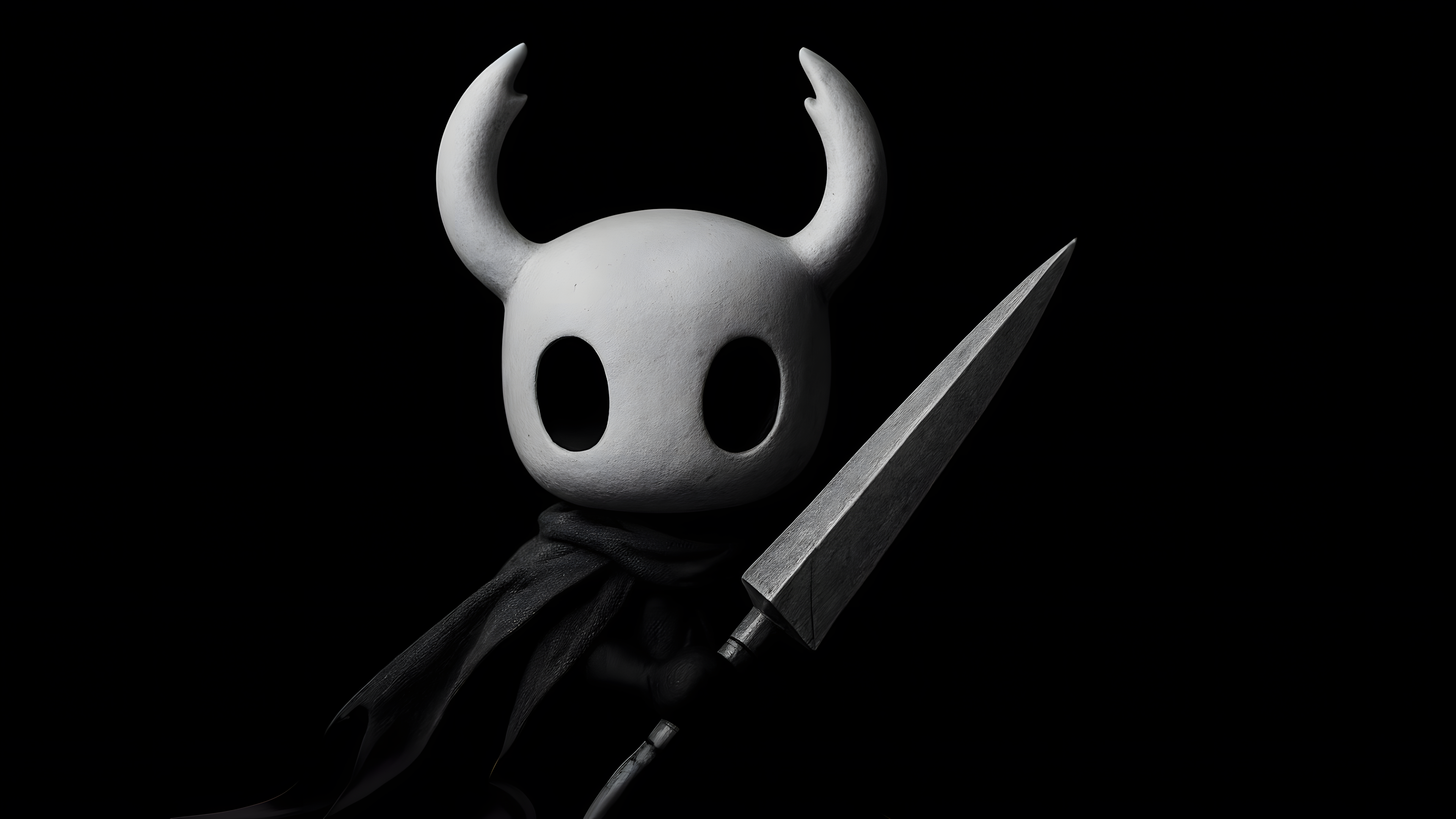 Hollow Knight character with sword and cape HD Wallpaper