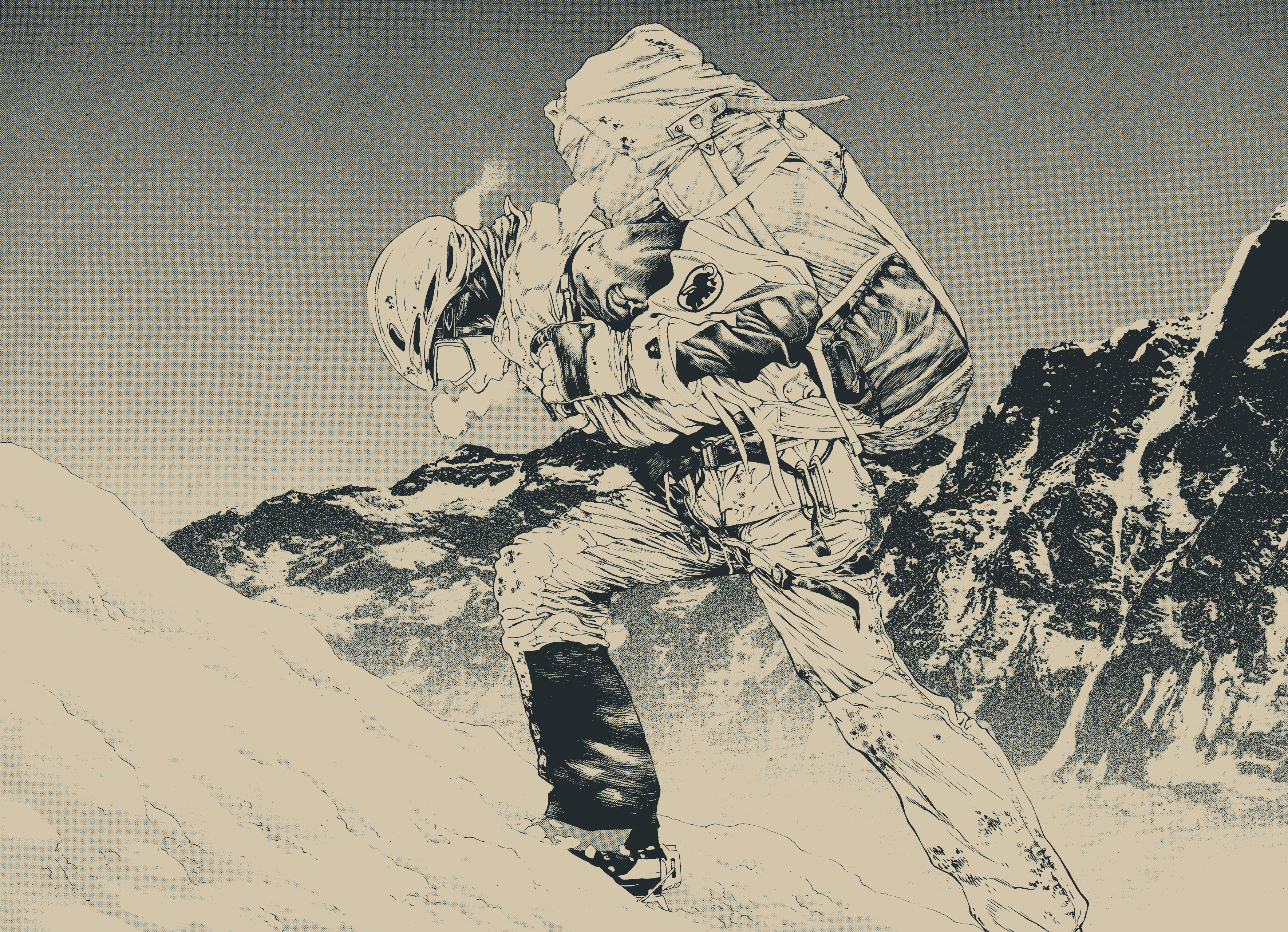 Kokou no Hito (The Climber) ascending a snowy mountain HD Wallpaper