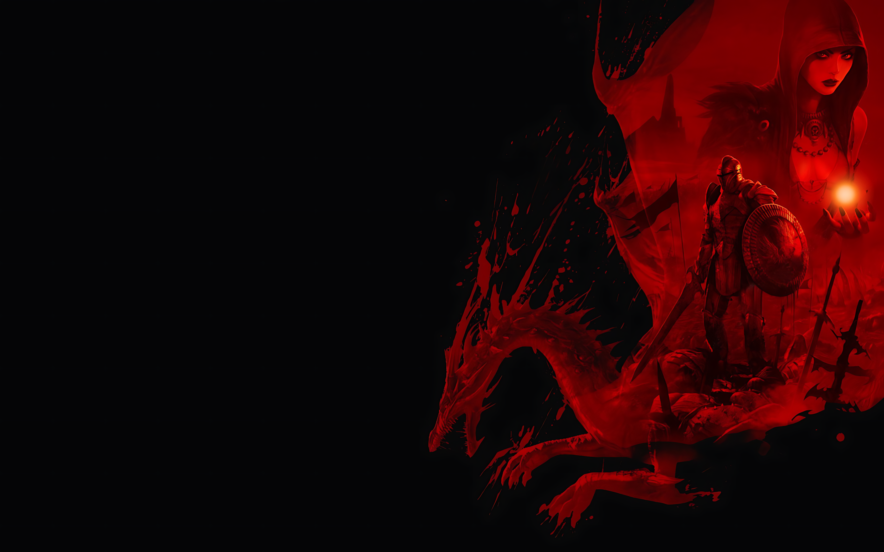 Dragon Age: Origins Dragon and Knight Art HD Wallpaper