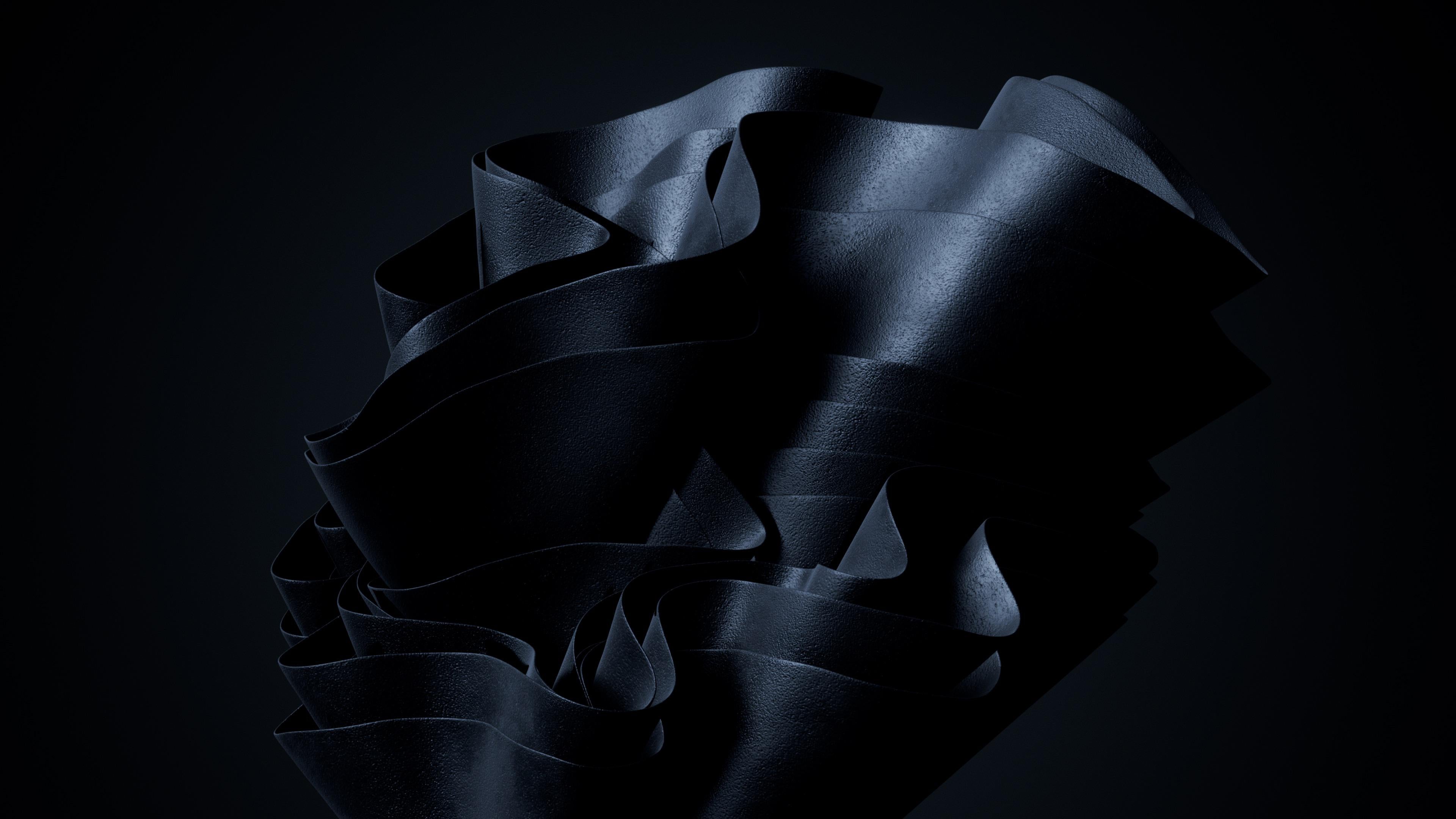 Windows 11 abstract dark 3D ribbon HD Wallpaper