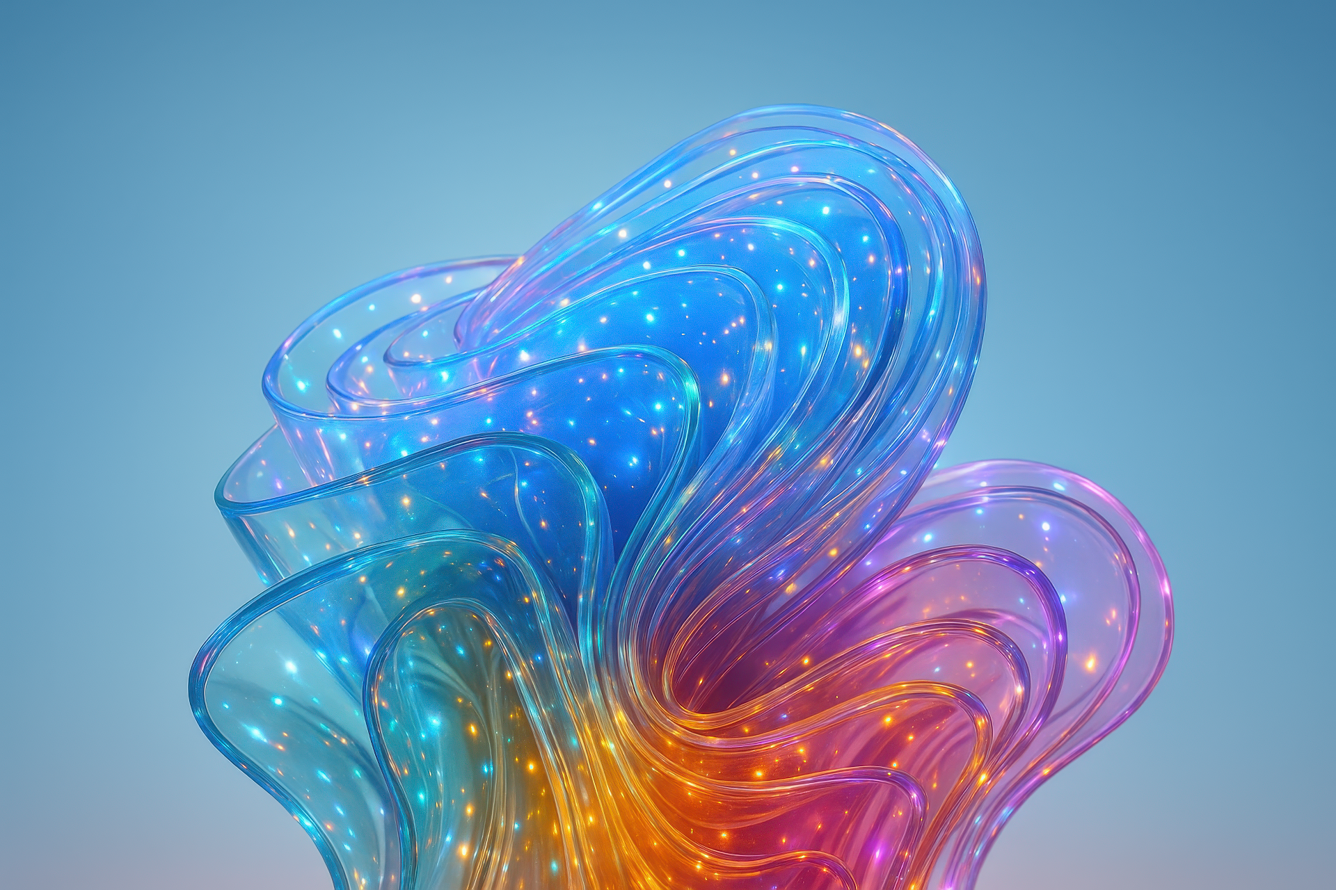 Windows 11 abstract colorful glass waves with LEDs HD Wallpaper