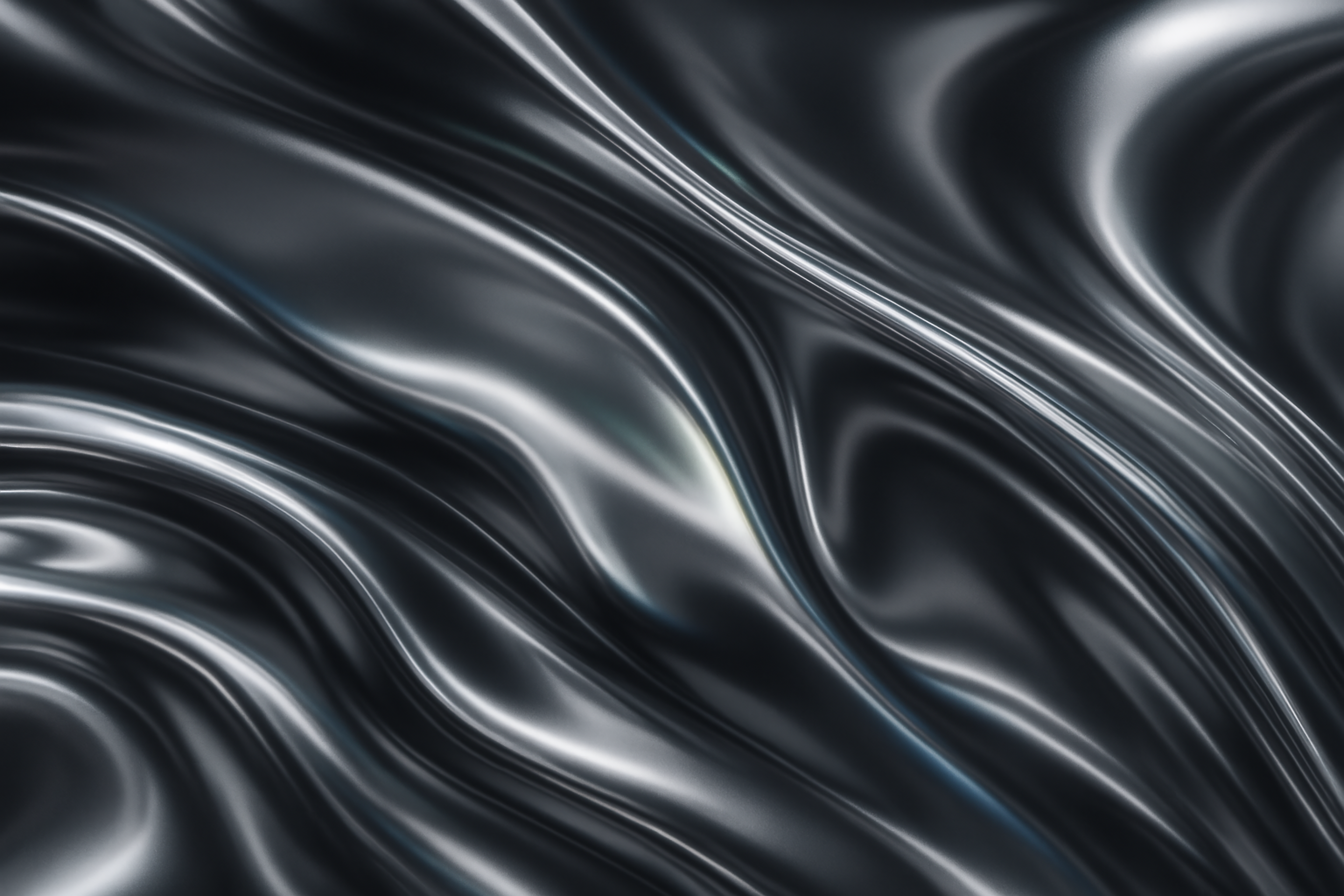 Abstract flowing liquid metal surface with reflections HD Wallpaper