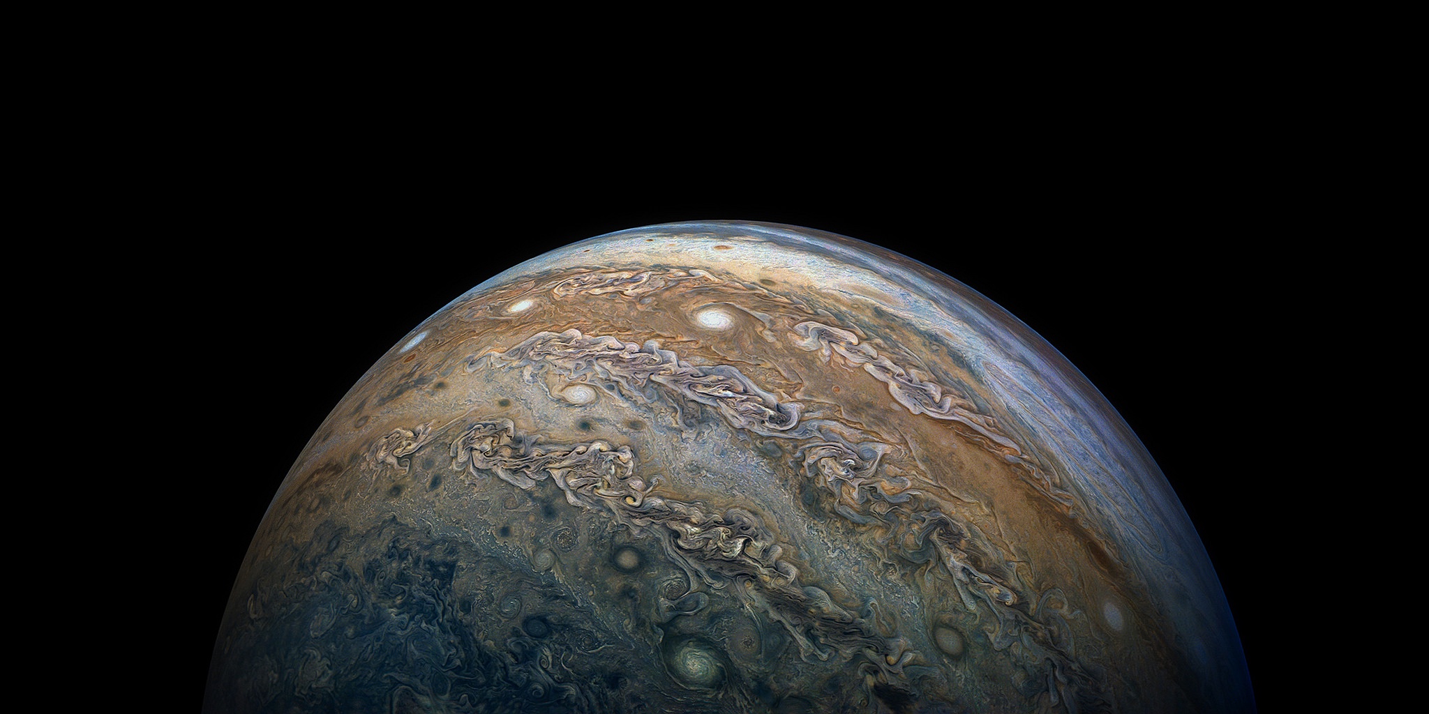 Jupiters swirling clouds and storms HD Wallpaper
