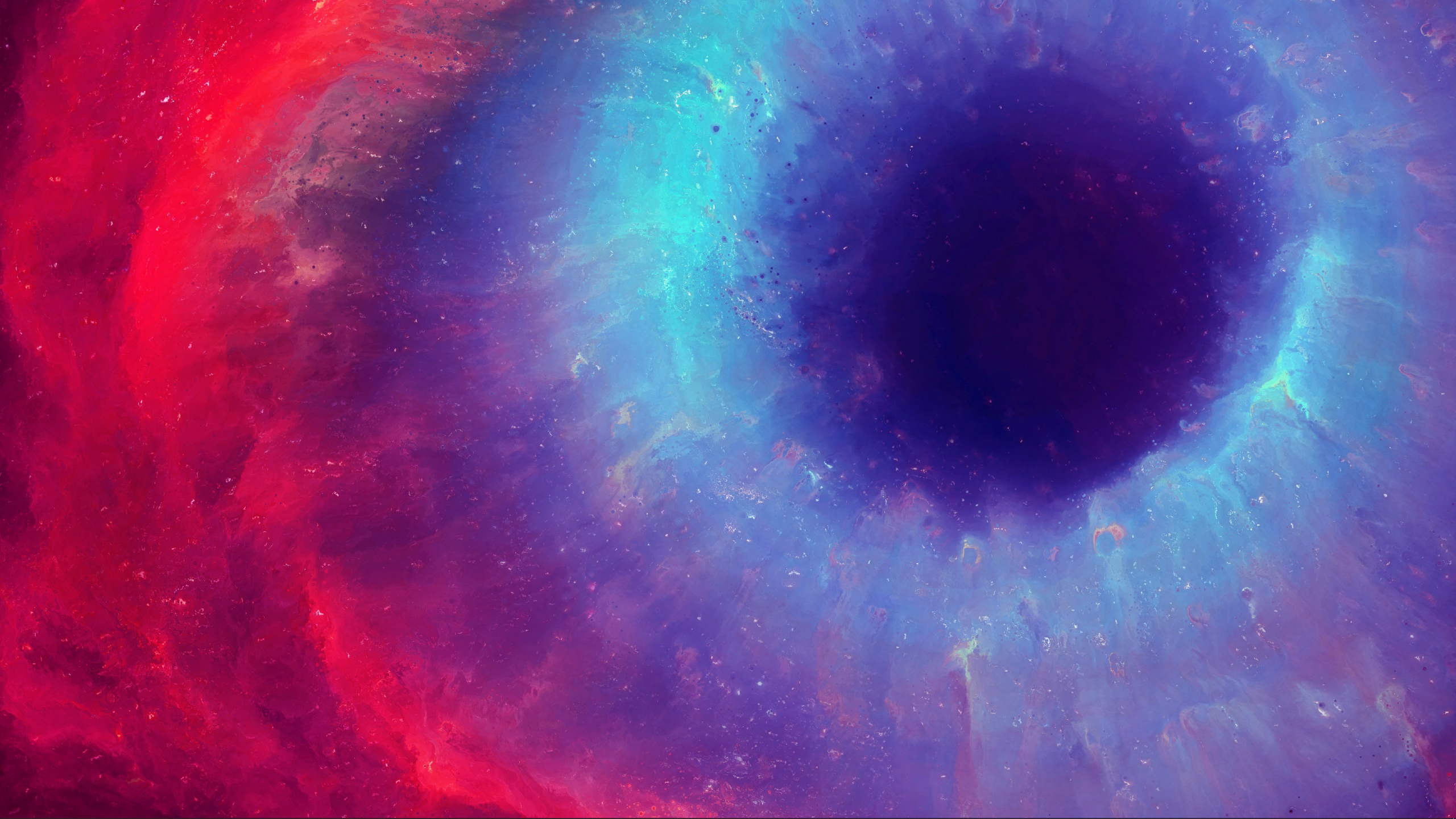 Red and cyan nebula with a dark center HD Wallpaper