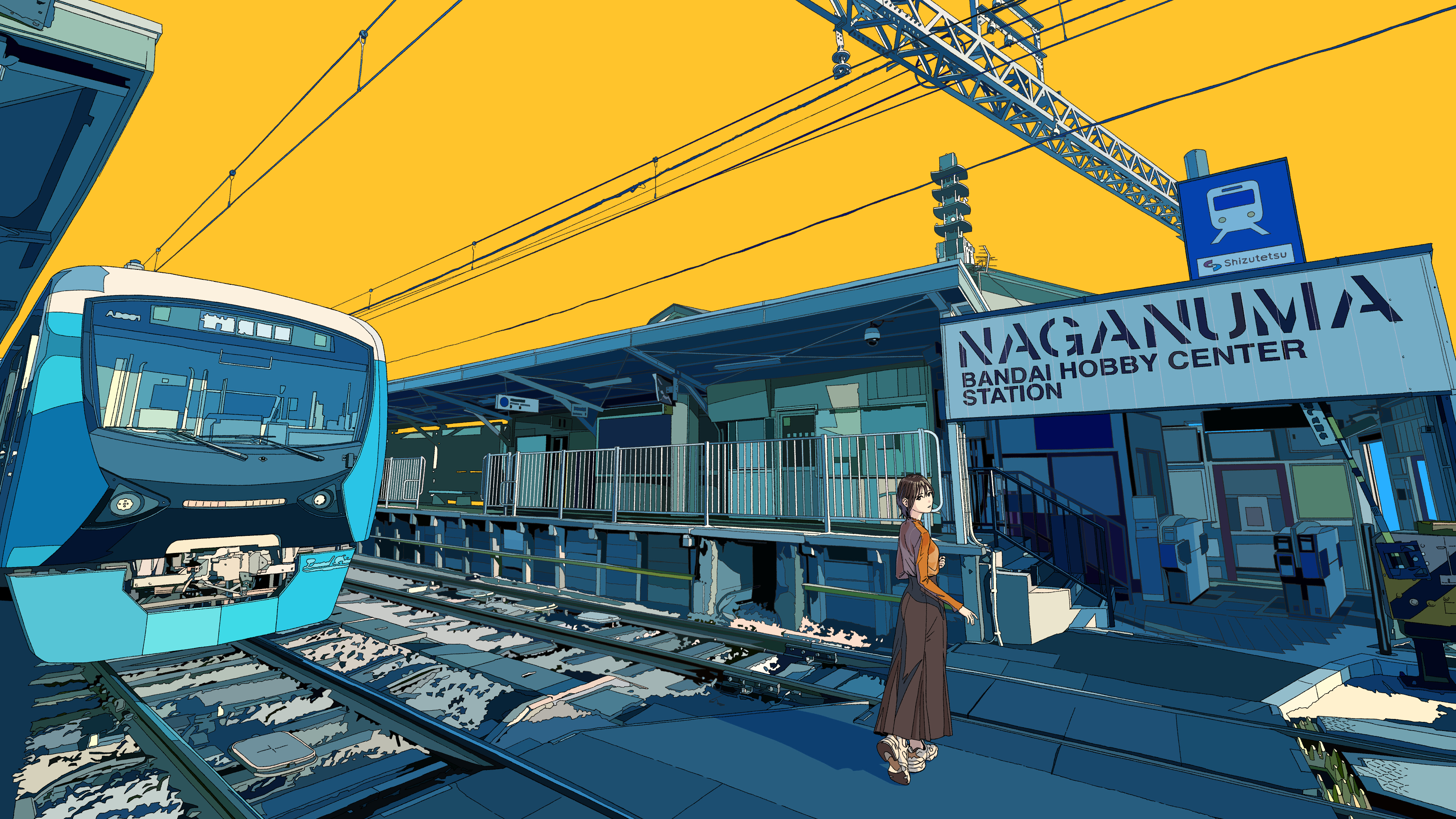 Anime girl at Naganuma Station, Bandai Hobby Center HD Wallpaper