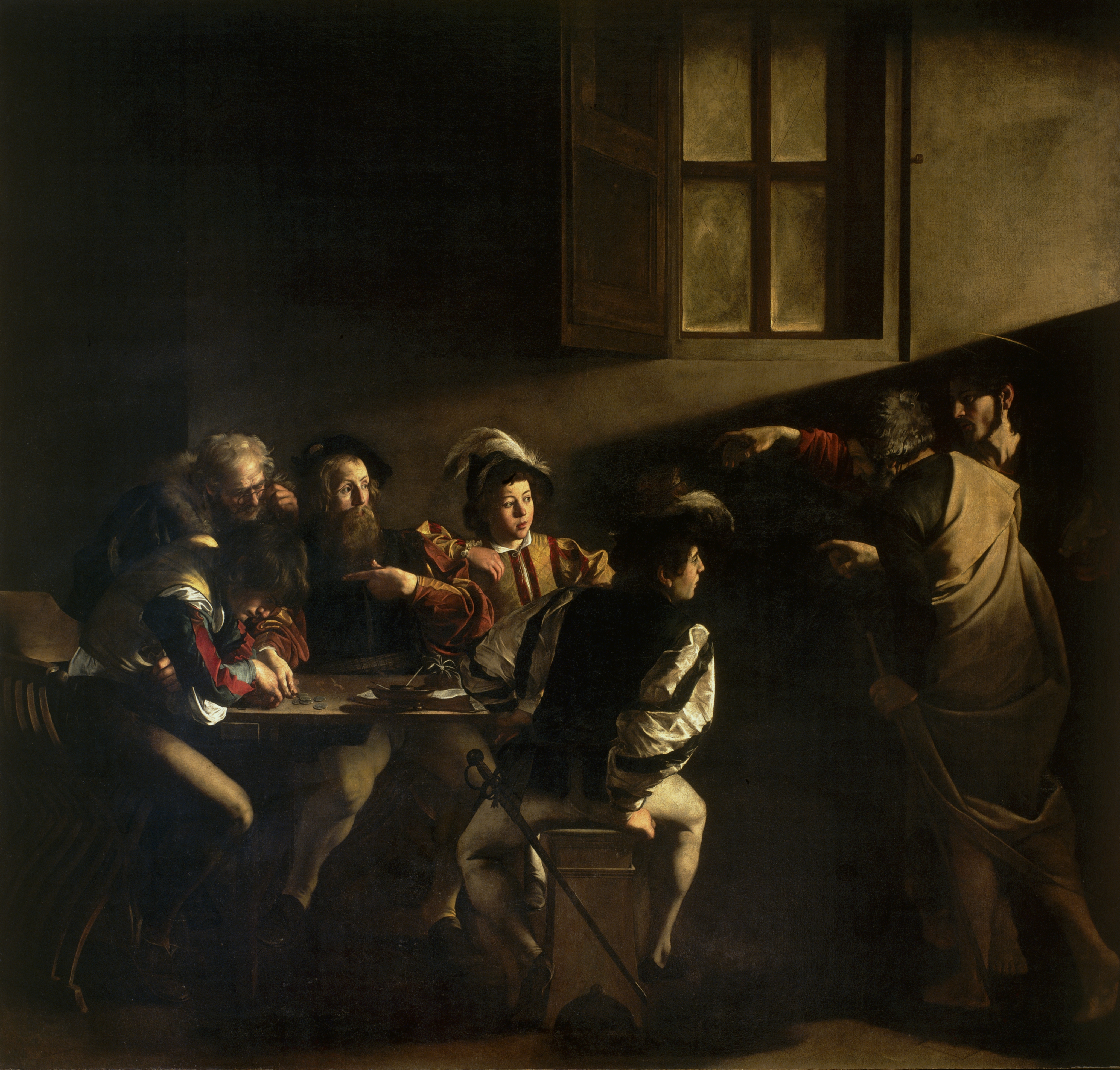 The Calling of Saint Matthew by Caravaggio HD Wallpaper