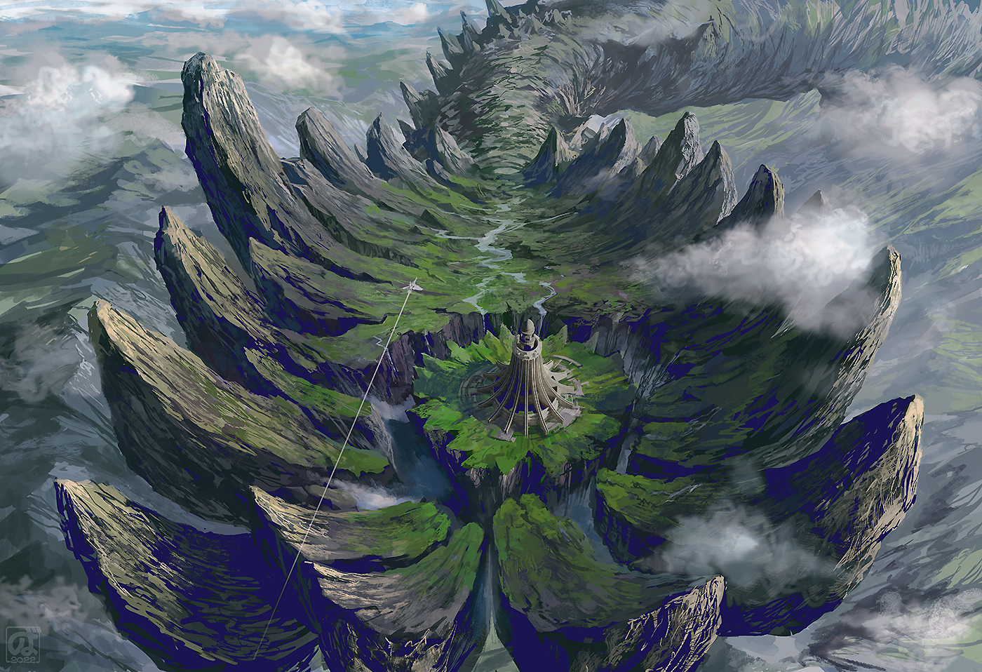 Aircraft flying over a mountain landscape with a city HD Wallpaper
