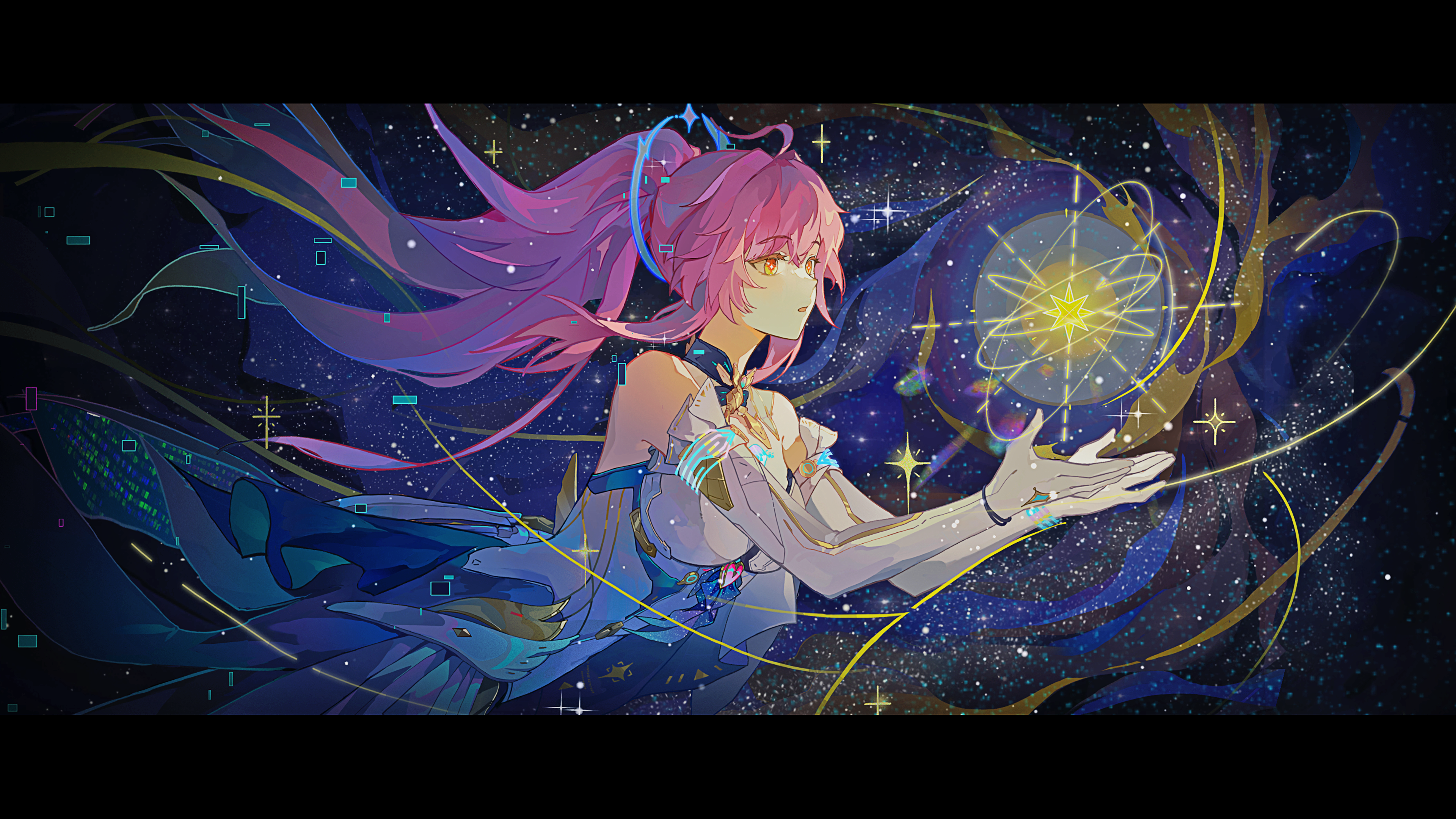 Aemeath (Wuthering Waves) with stars and celestial orb HD Wallpaper