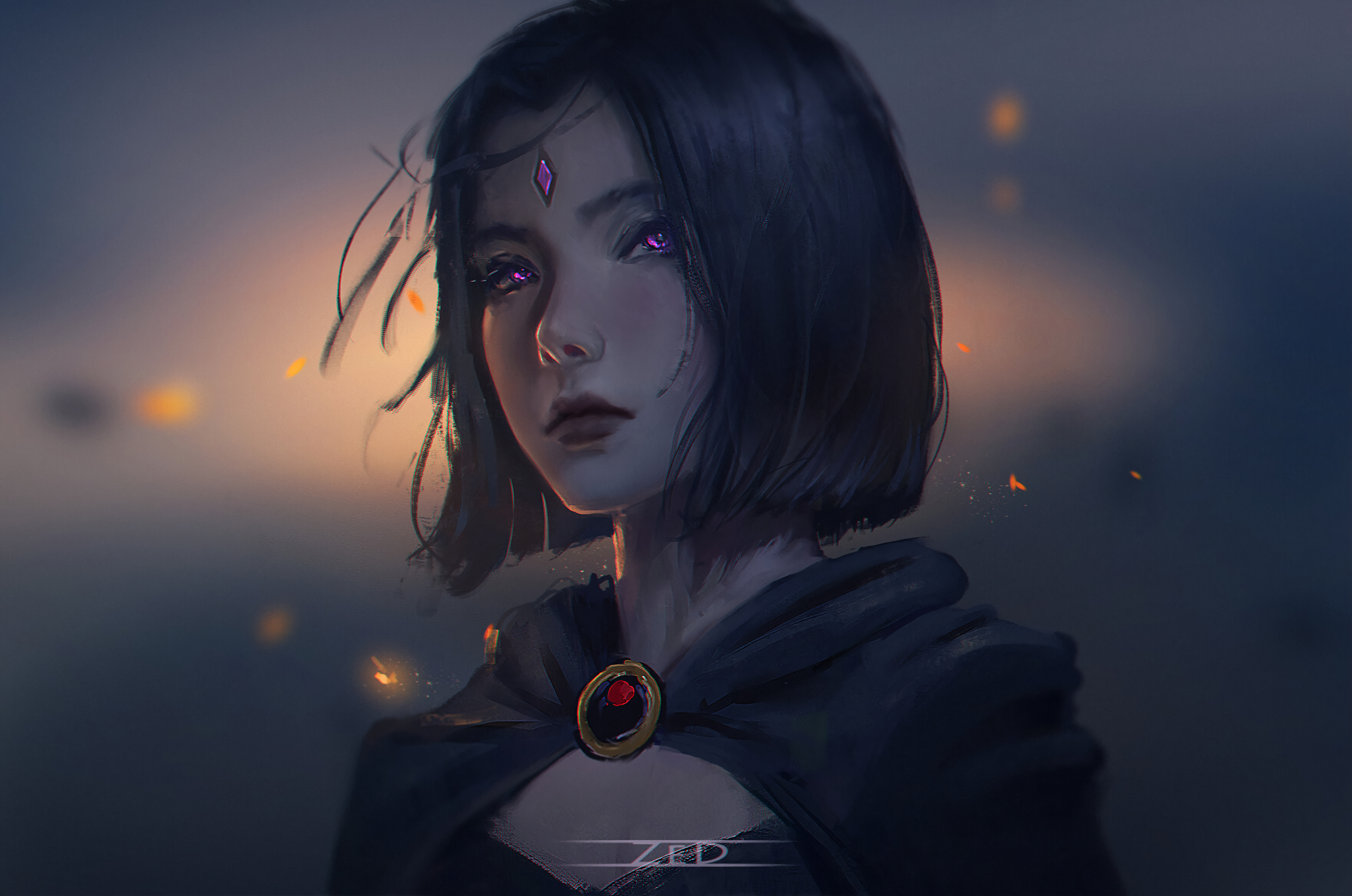 Raven from DC Comics with purple eyes and short hair HD Wallpaper