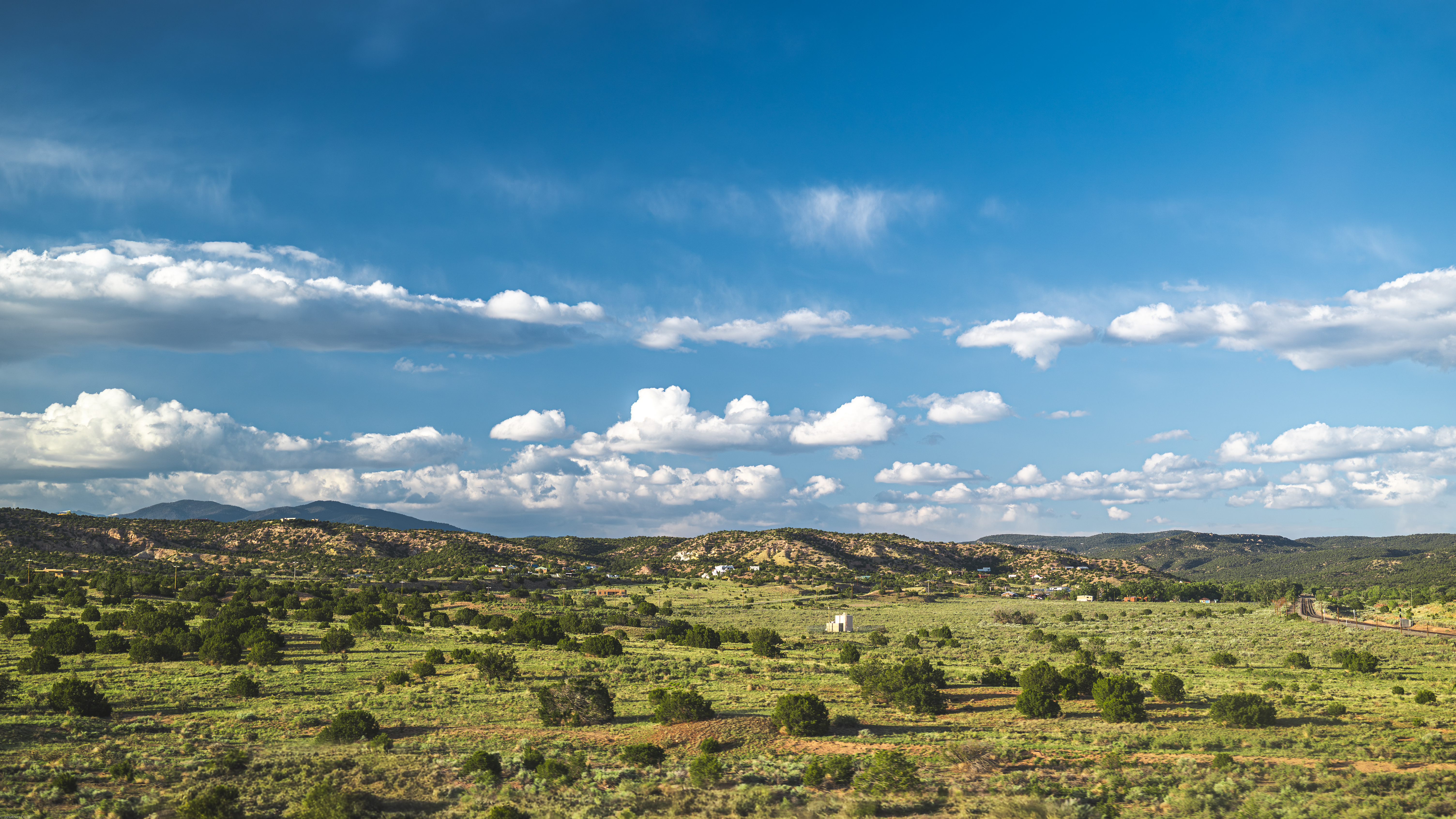 New Mexico Landscape with Hills and Clouds HD Wallpaper