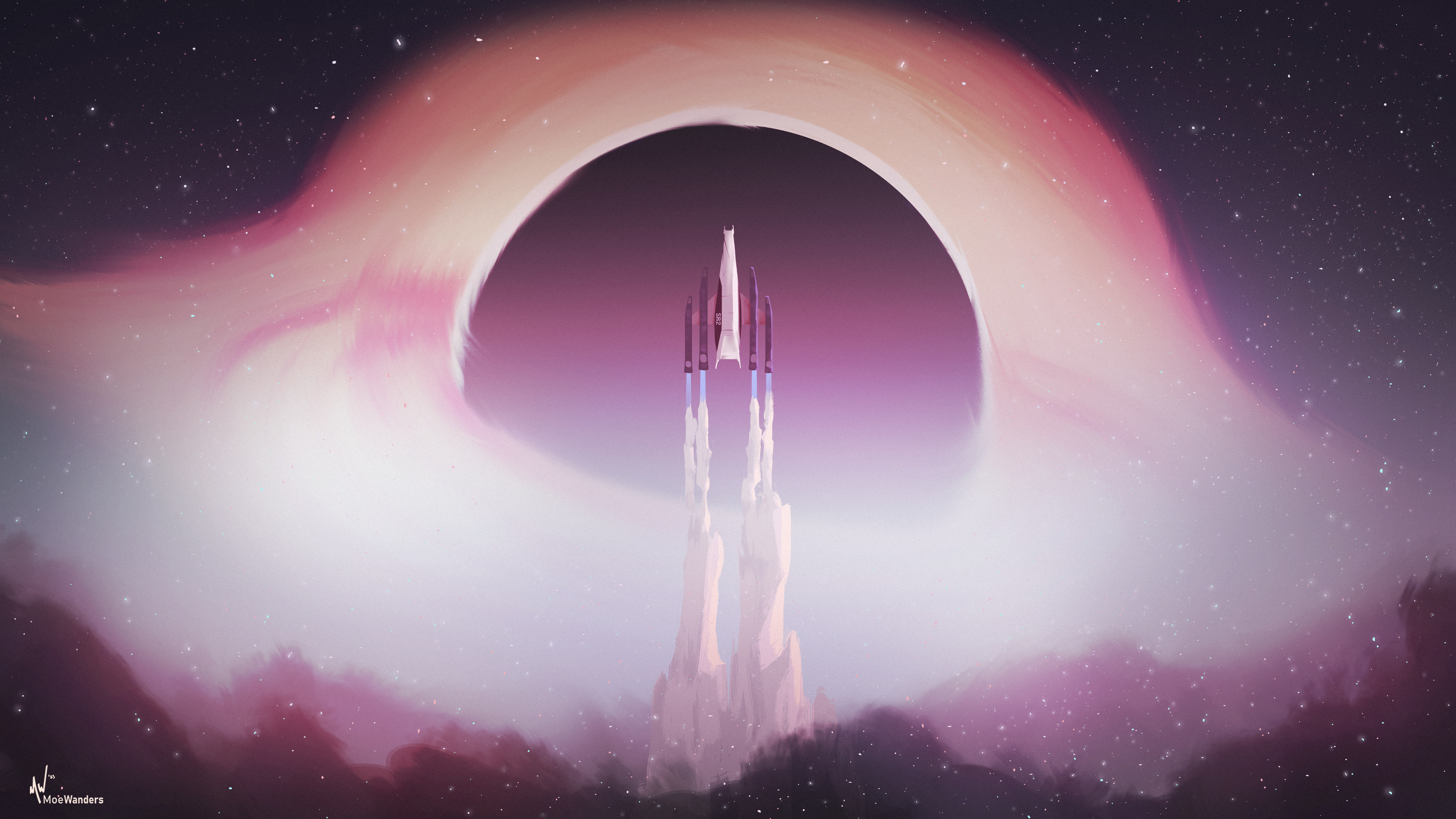 Mass Effect spaceship near a black hole HD Wallpaper