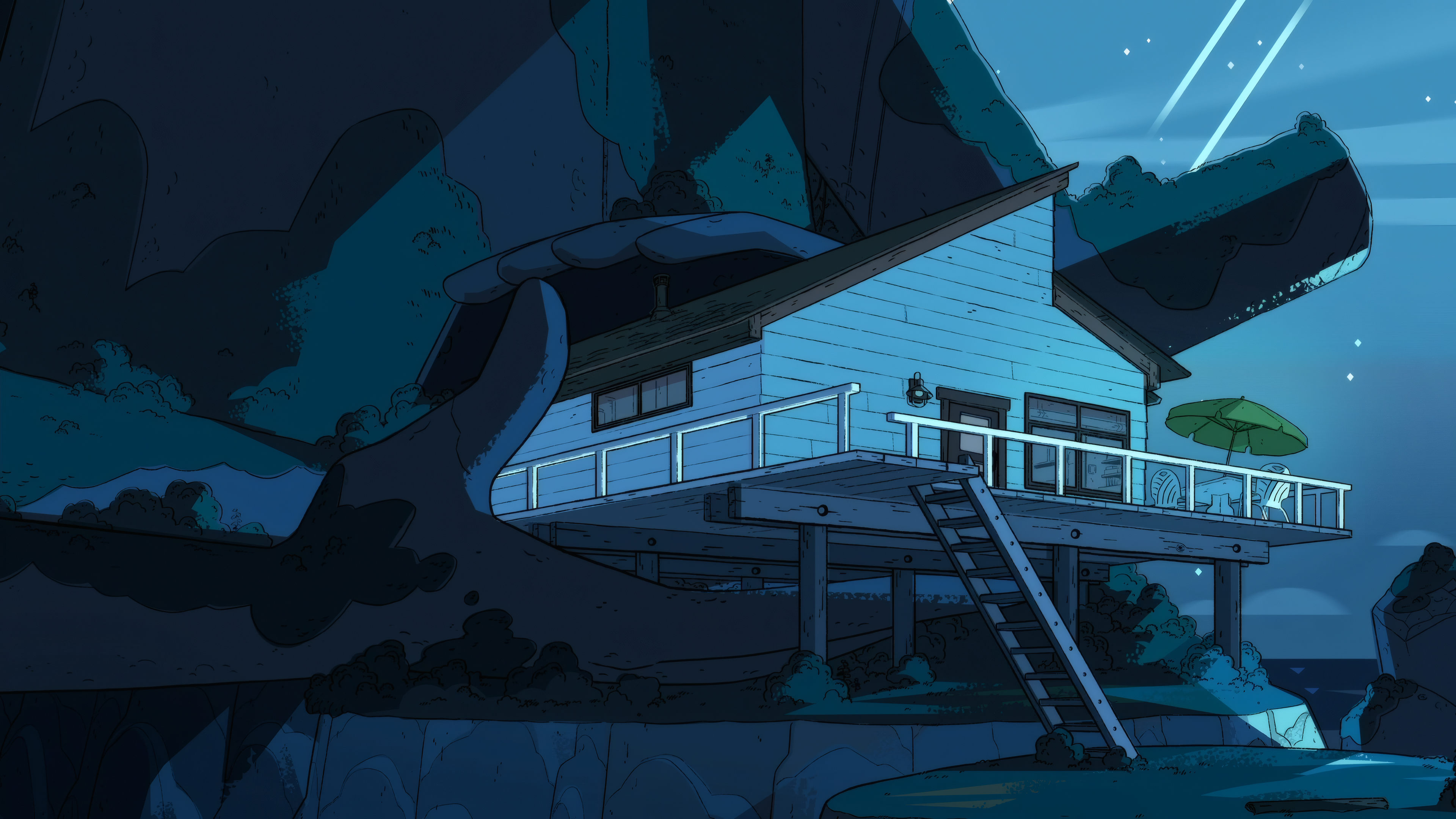 Steven Universe Future beach house at night HD Wallpaper