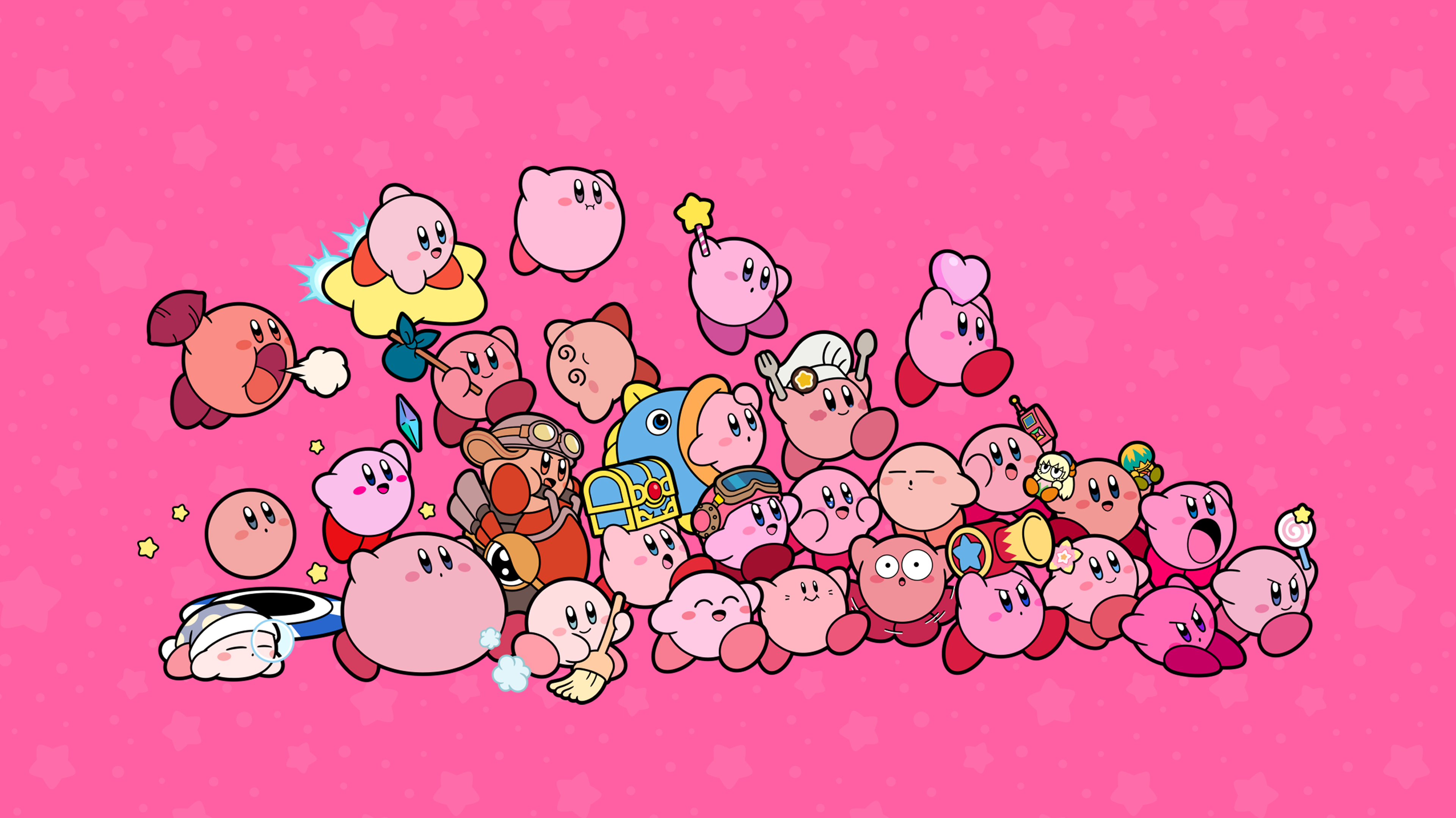 Kirby and friends celebrating 30th Anniversary HD Wallpaper