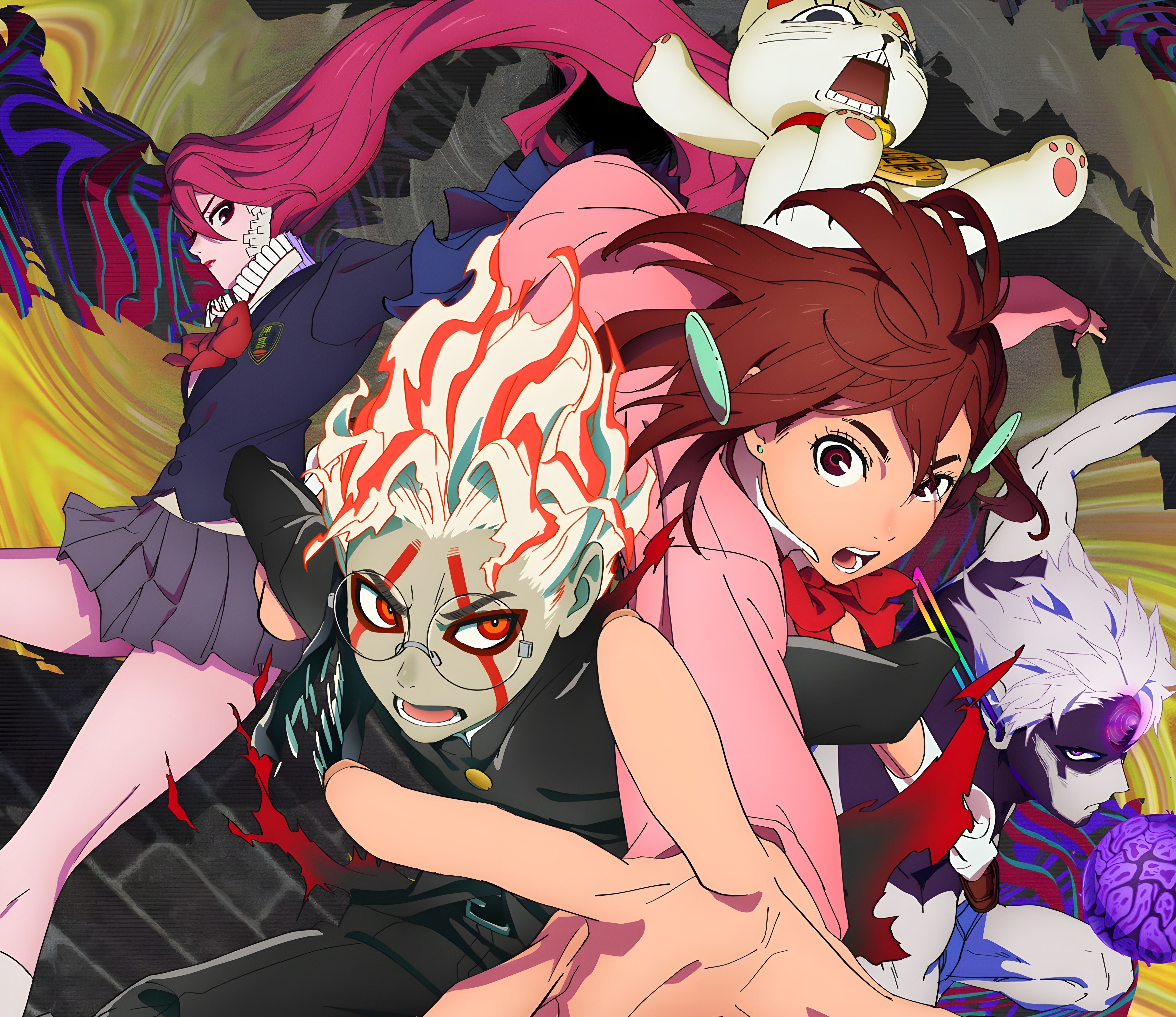 Dandadan Characters: Momo Ayase, Ken Takakura, and Others HD Wallpaper