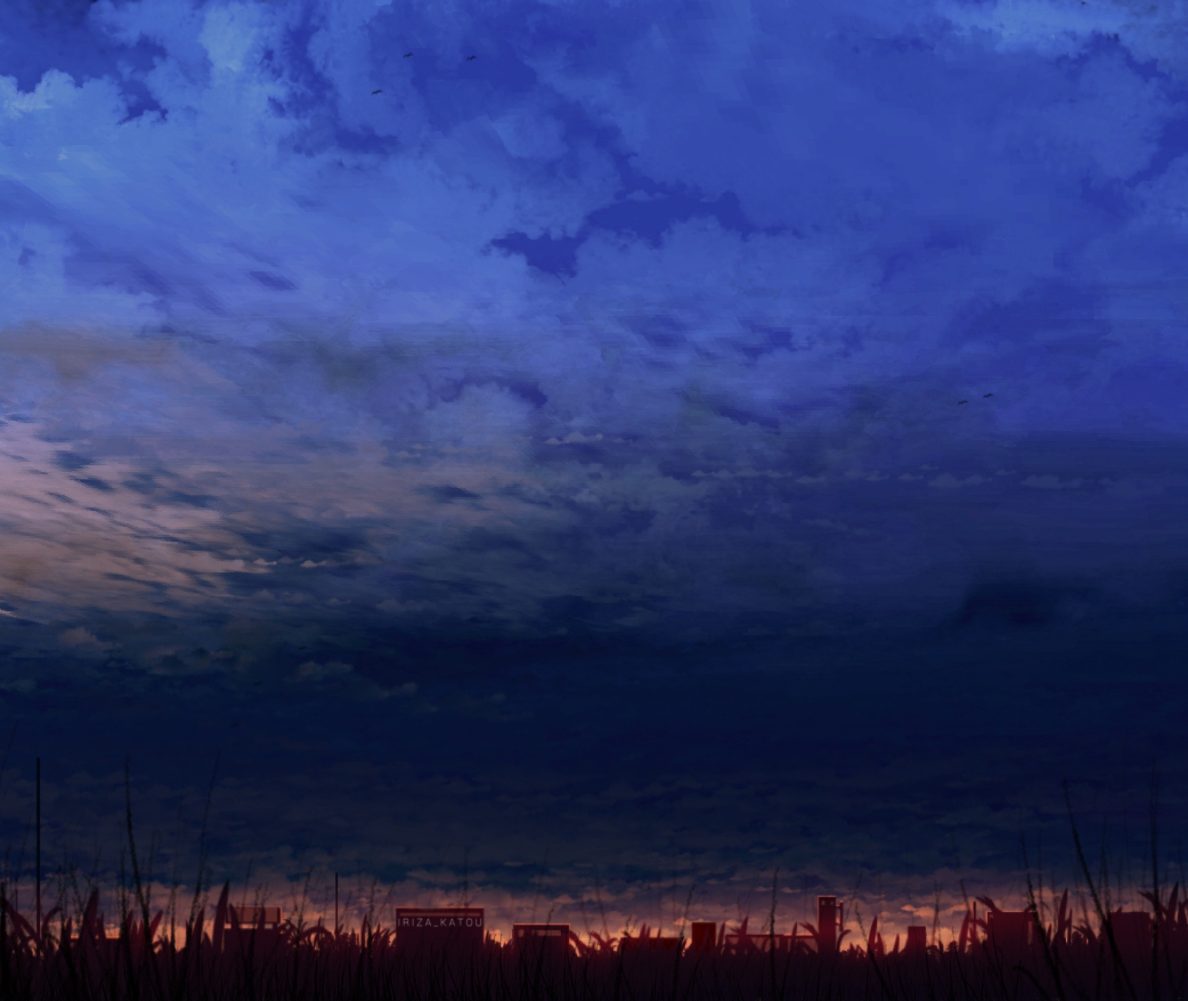 Dark Clouds Over a Grassy Field at Sunrise HD Wallpaper