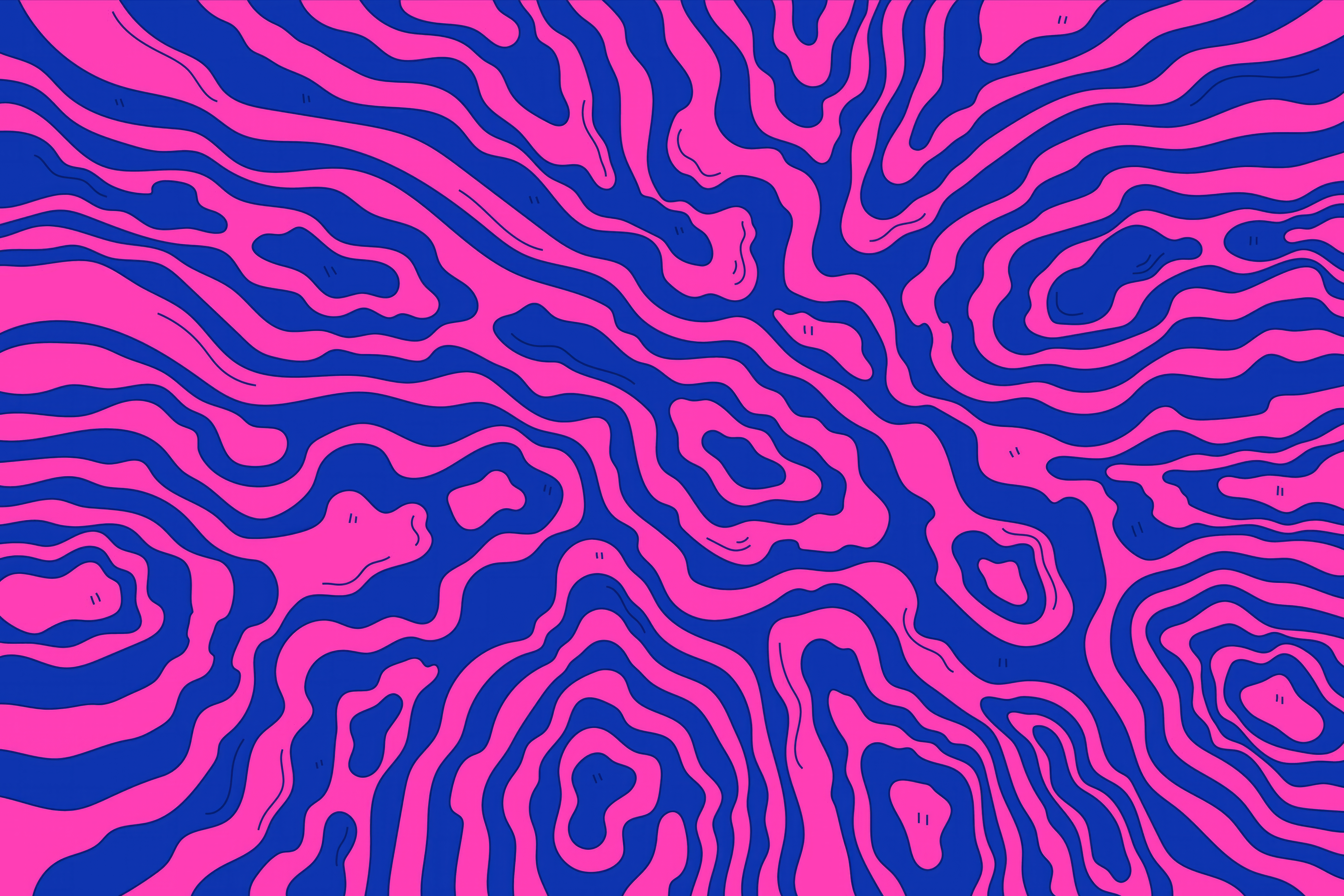 Abstract Pink and Blue Wavy Lines Structure HD Wallpaper