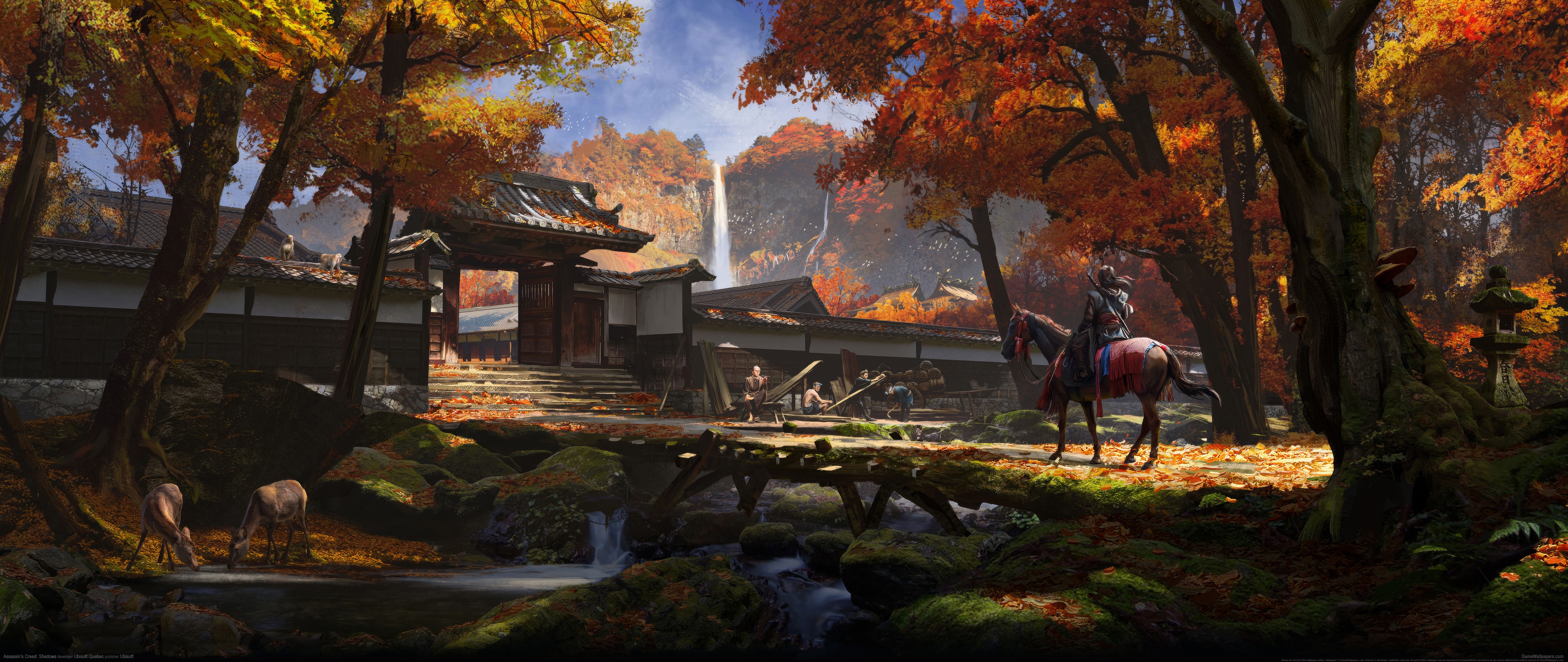 Assassins Creed Shadows: Samurai on Horseback in Autumn HD Wallpaper