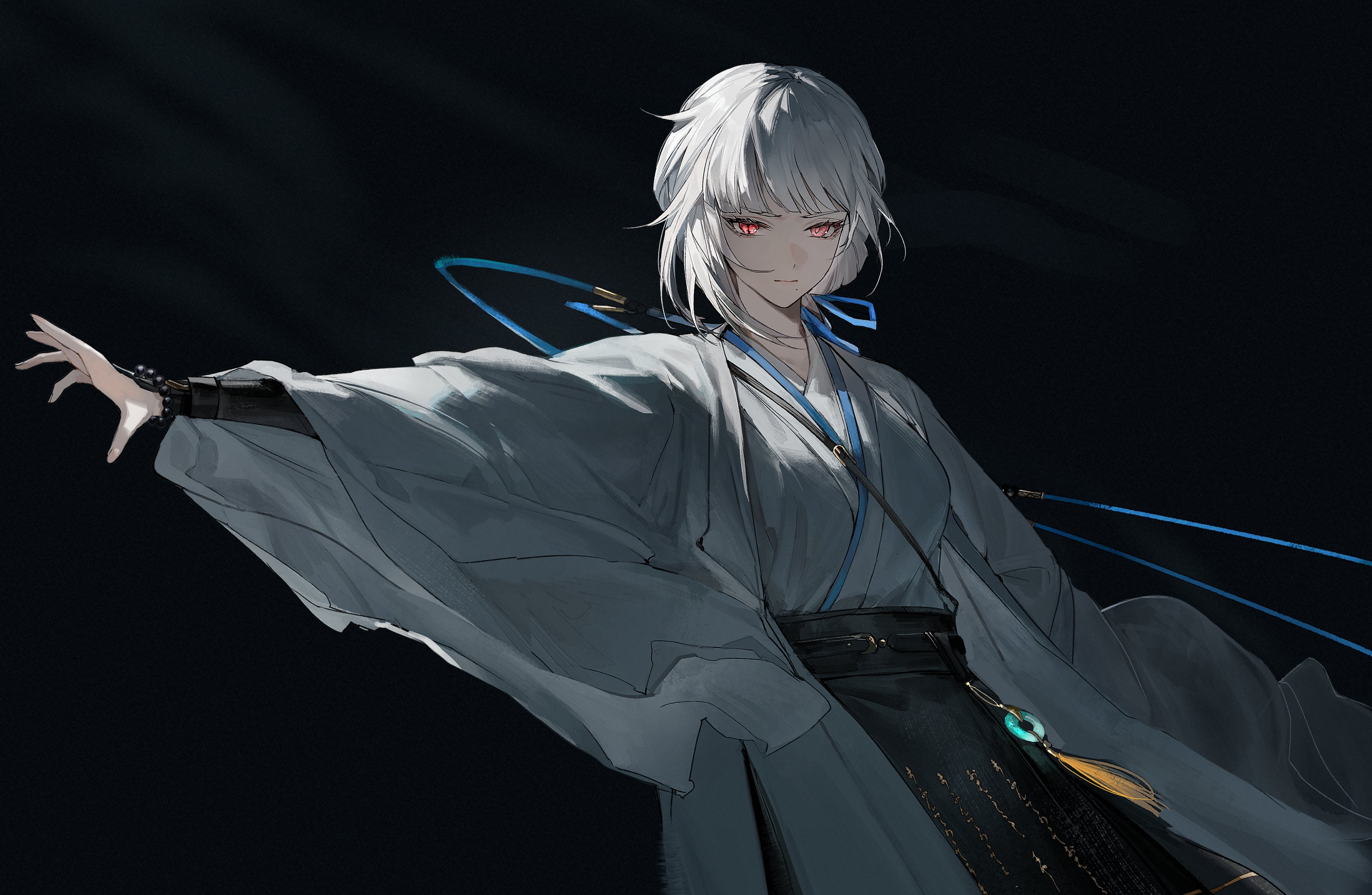 Sanhua from Wuthering Waves with white hair HD Wallpaper
