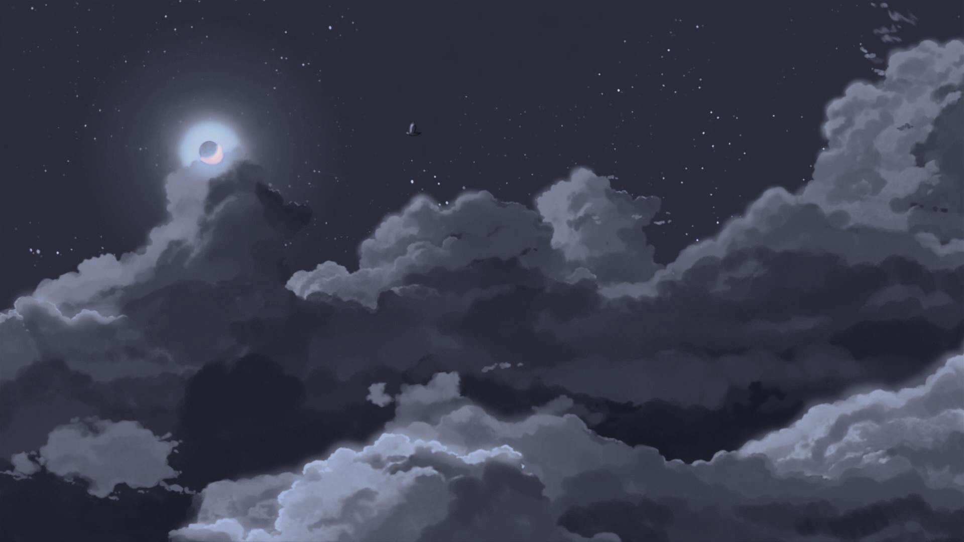 Night sky with moon and clouds HD Wallpaper
